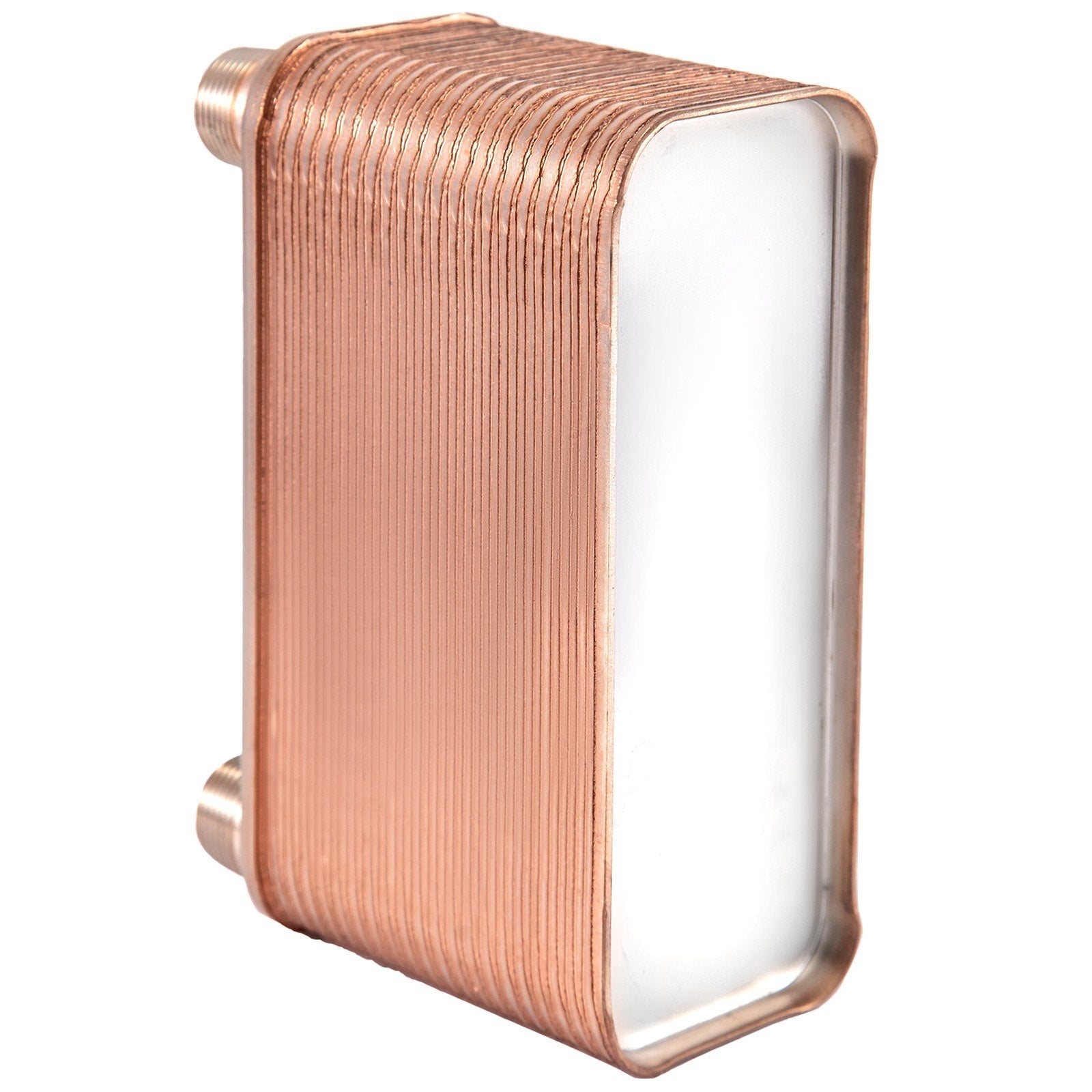 VEVOR Heat Exchanger 3"x7.5" 40 Plates Brazed Plate Heat Exchanger 316L 3/4" MPT Heat Exchanger B3-12A Beer Wort Chiller for Hydronic Heating 