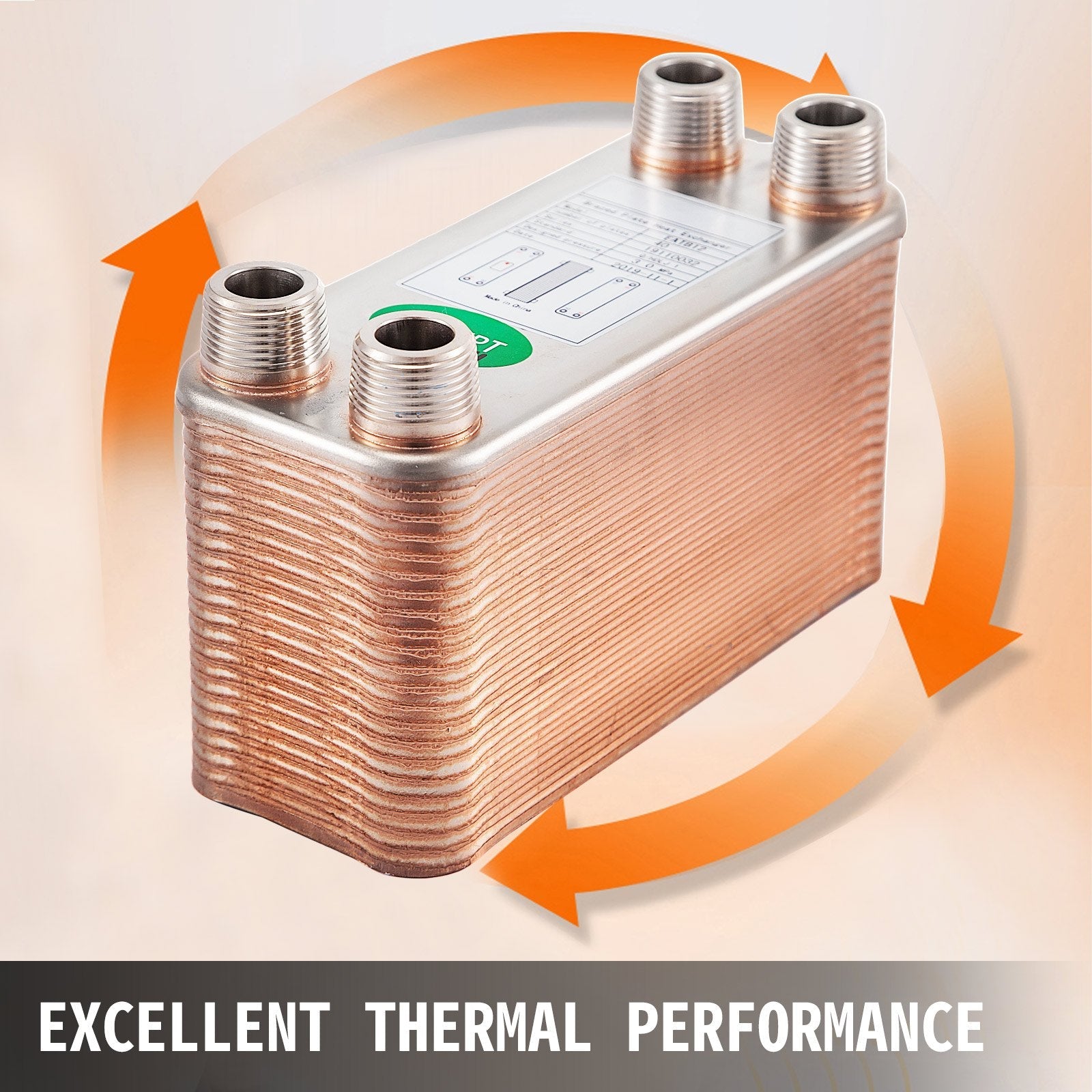 VEVOR Heat Exchanger 3"x7.5" 40 Plates Brazed Plate Heat Exchanger 316L 3/4" MPT Heat Exchanger B3-12A Beer Wort Chiller for Hydronic Heating 