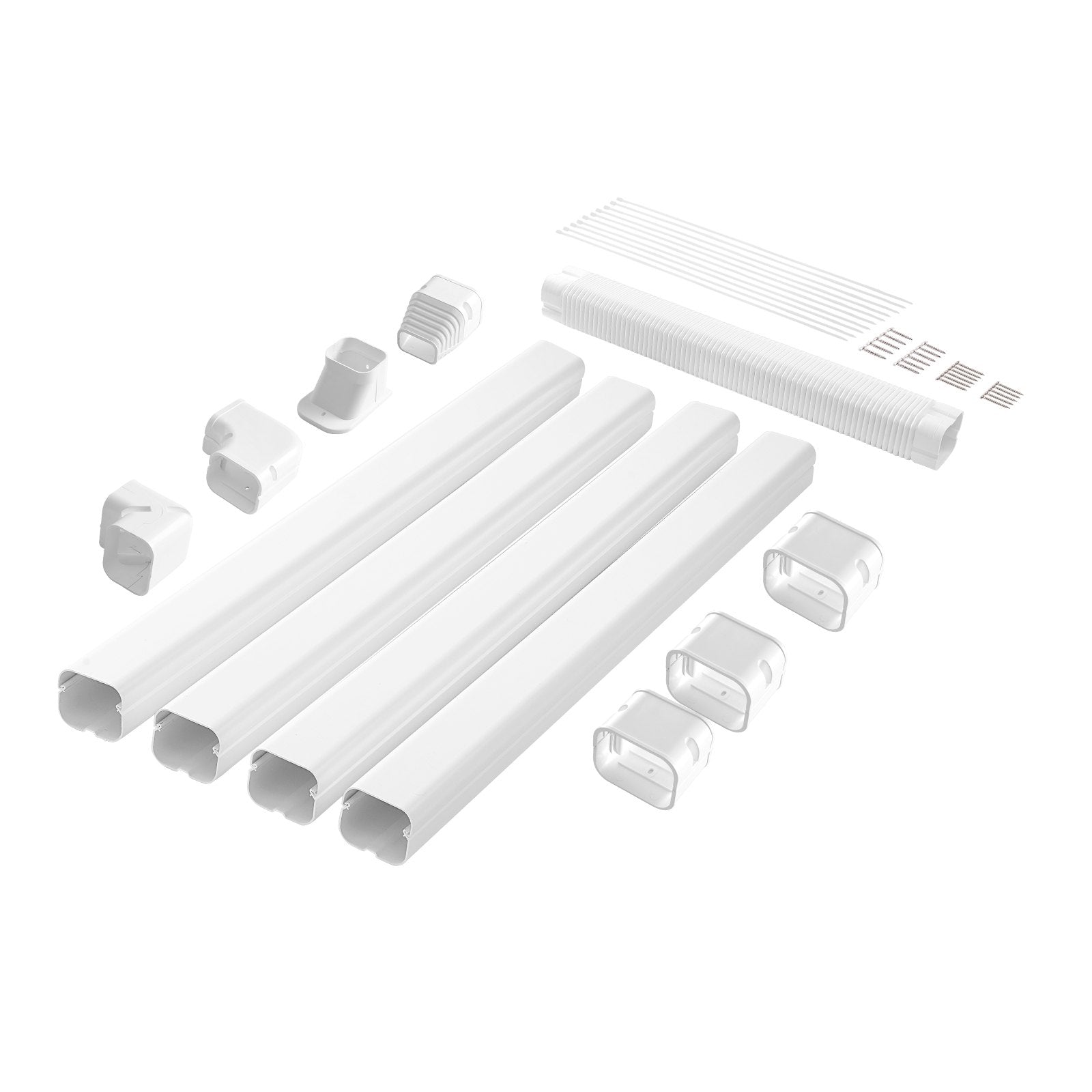 VEVOR Mini Split Line Set Cover 3-inch W 15.8Ft L, PVC Decorative Pipe Line Cover For Air Conditioner with 4 Straight Ducts & Full Components Easy to Install, Paintable for Heat Pumps, White 