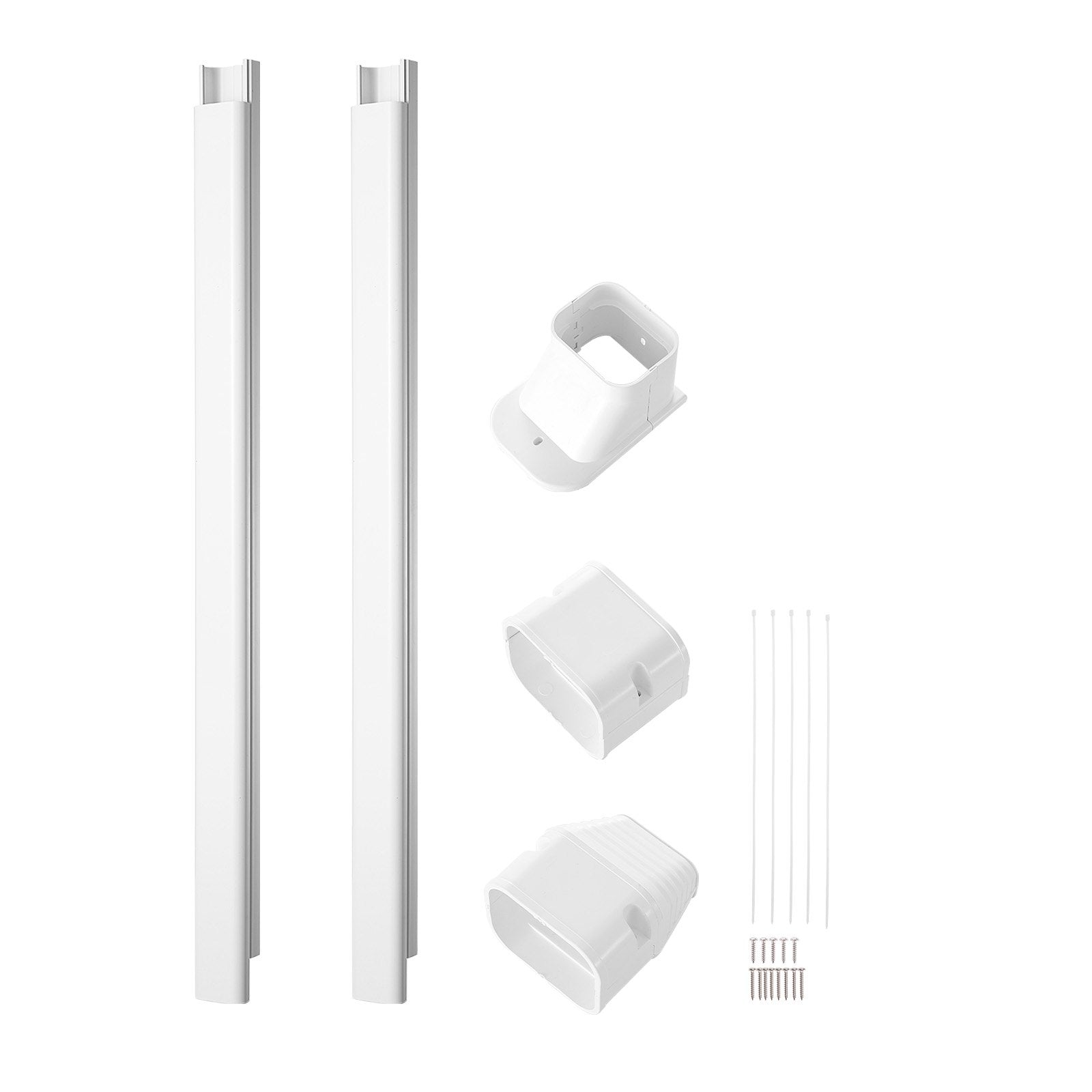 VEVOR Mini Split Line Set Cover 3-inch W 7.4Ft L, PVC Decorative Pipe Line Cover For Air Conditioner with 2 Straight Ducts & Full Components Easy to Install, Paintable for Heat Pumps, White 