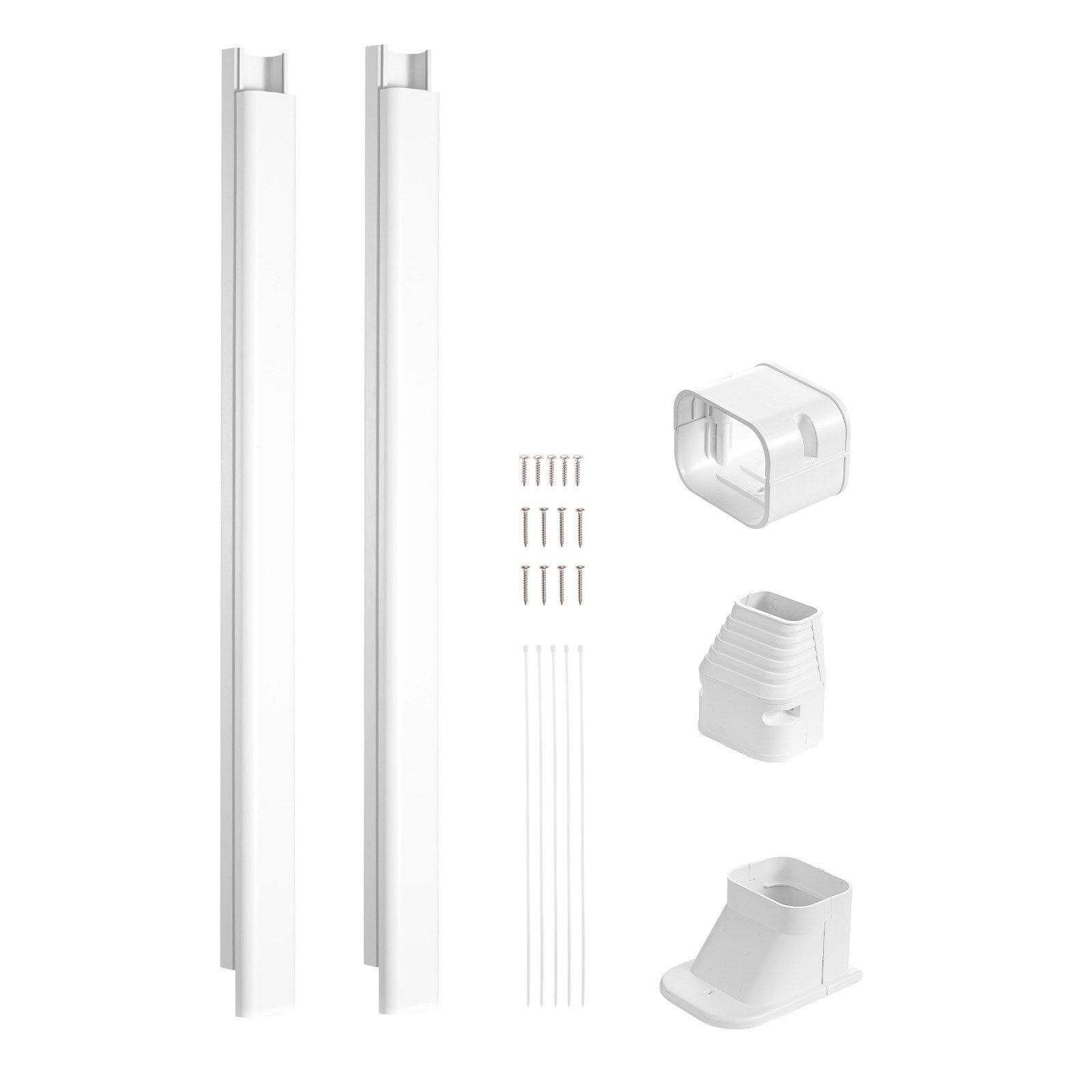VEVOR Mini Split Line Set Cover 3-inch W 7.4Ft L, PVC Decorative Pipe Line Cover For Air Conditioner with 2 Straight Ducts & Full Components Easy to Install, Paintable for Heat Pumps, White 