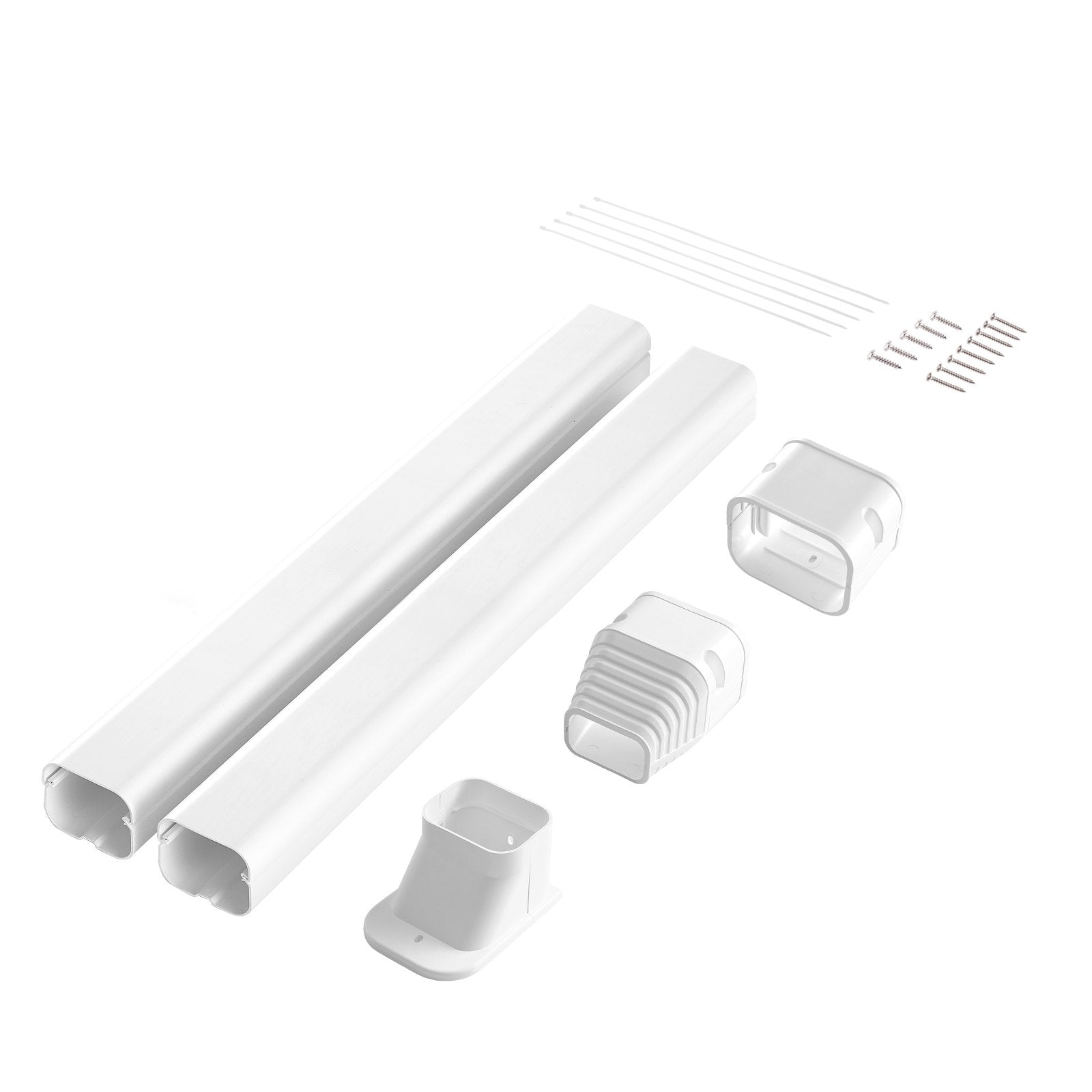 VEVOR Mini Split Line Set Cover 3-inch W 7.4Ft L, PVC Decorative Pipe Line Cover For Air Conditioner with 2 Straight Ducts & Full Components Easy to Install, Paintable for Heat Pumps, White 