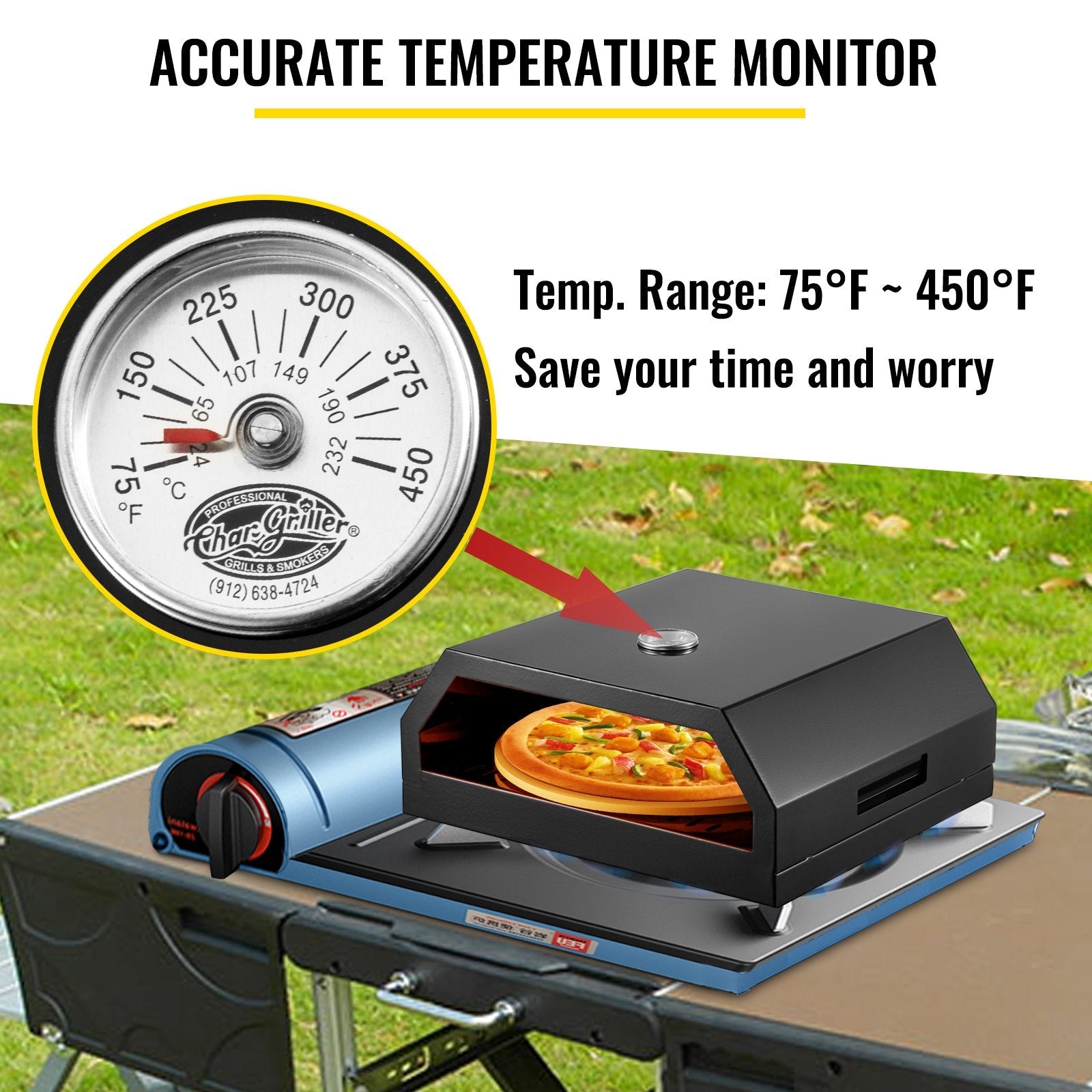 VEVOR Pizza Oven Kit,Stainless Steel Portable Pizza Oven for Gas, Pizza Oven Set with Professional Pizza Baking Tools Including 12\" Cordierite Pizza Stone, Pizza Shovel, Pizza Cutter, Thermometer. 