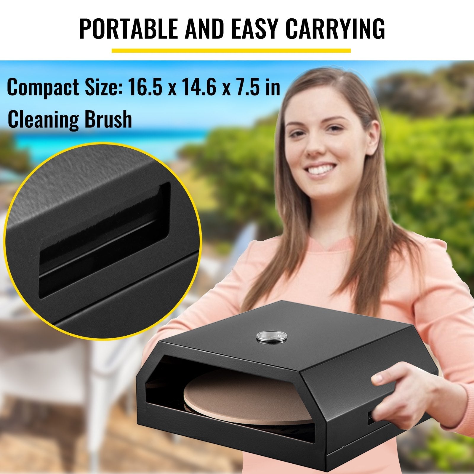 VEVOR Pizza Oven Kit,Stainless Steel Portable Pizza Oven for Gas, Pizza Oven Set with Professional Pizza Baking Tools Including 12\" Cordierite Pizza Stone, Pizza Shovel, Pizza Cutter, Thermometer. 
