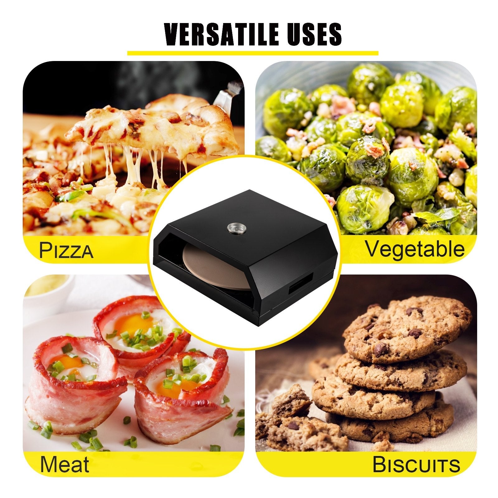 VEVOR Pizza Oven Kit,Stainless Steel Portable Pizza Oven for Gas, Pizza Oven Set with Professional Pizza Baking Tools Including 12\" Cordierite Pizza Stone, Pizza Shovel, Pizza Cutter, Thermometer. 