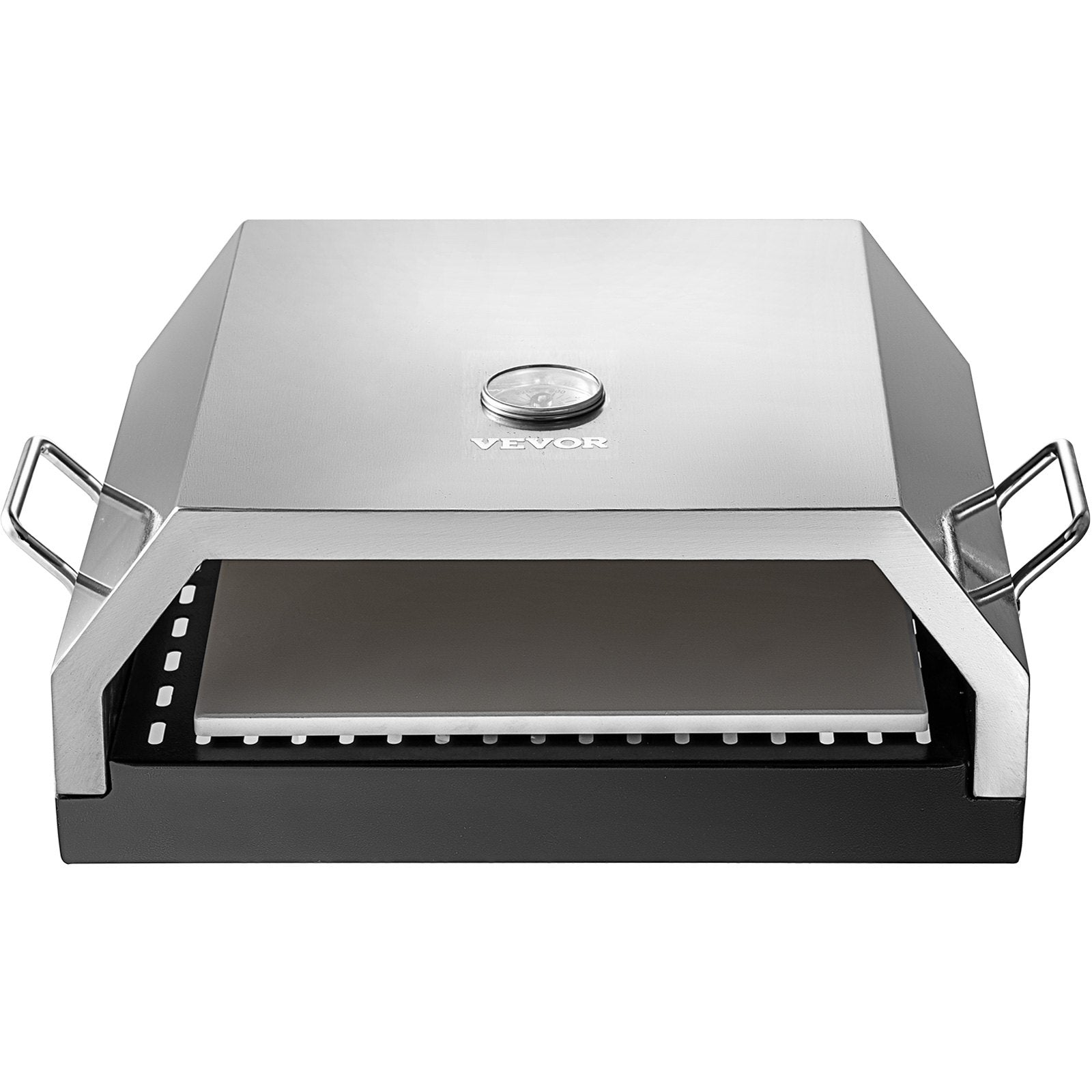 VEVOR Wood Pizza Oven 15.7x13.7x6.2in Wood Fired Pizza Oven Stainless Steel Top Portable Pizza Oven with Stone for Gas or Charcoal Grill Pizza Oven Outdoor for The Garden, Patio, and Courtyard. 