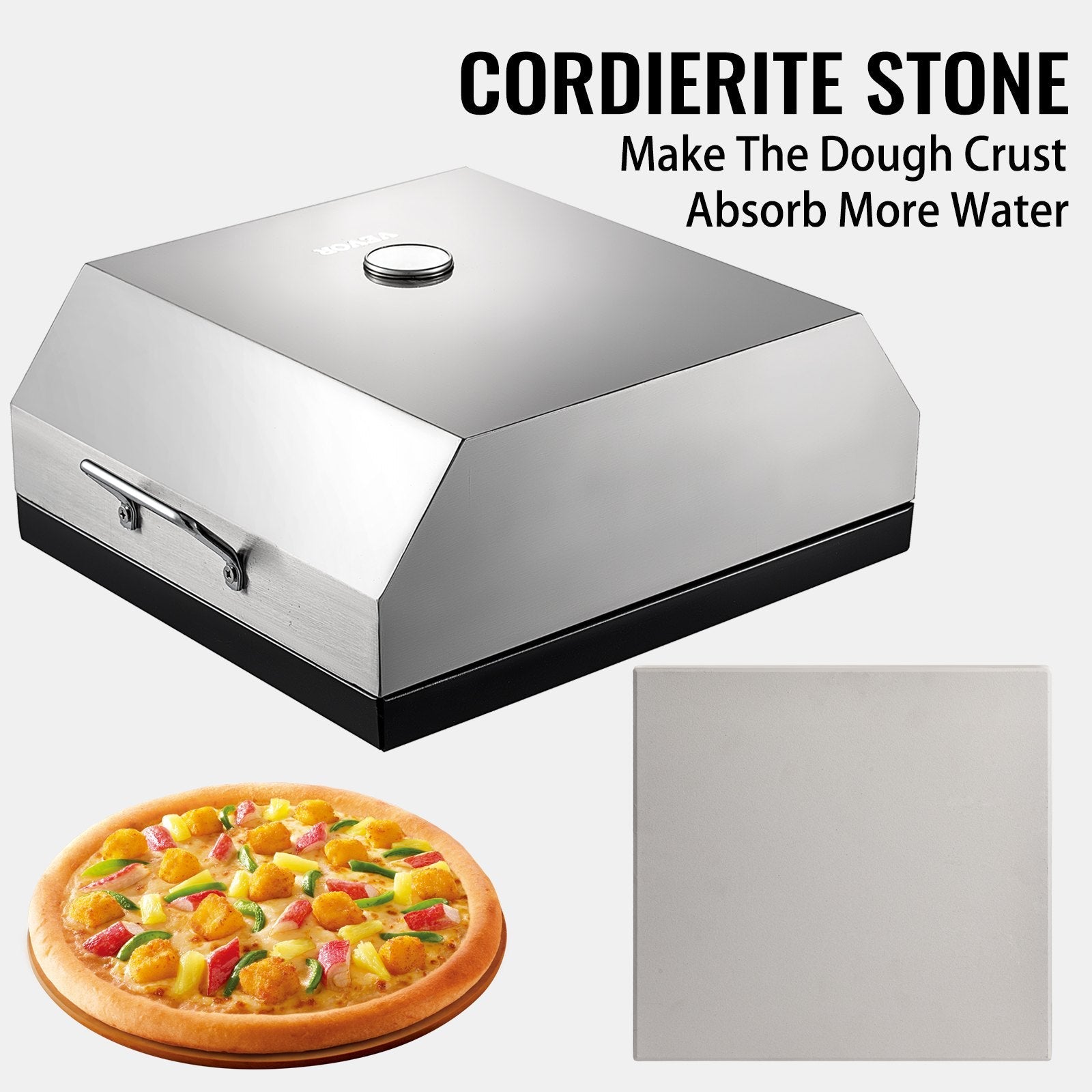 VEVOR Wood Pizza Oven 15.7x13.7x6.2in Wood Fired Pizza Oven Stainless Steel Top Portable Pizza Oven with Stone for Gas or Charcoal Grill Pizza Oven Outdoor for The Garden, Patio, and Courtyard. 