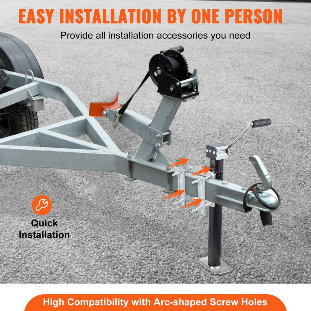 VEVOR Trailer Jack, Trailer Tongue Jack Fix Mount Bolt-on 2500 lb Weight Capacity, Trailer Jack Stand with Handle for lifting RV Trailer, Horse Trailer, Utility Trailer, Yacht Trailer 