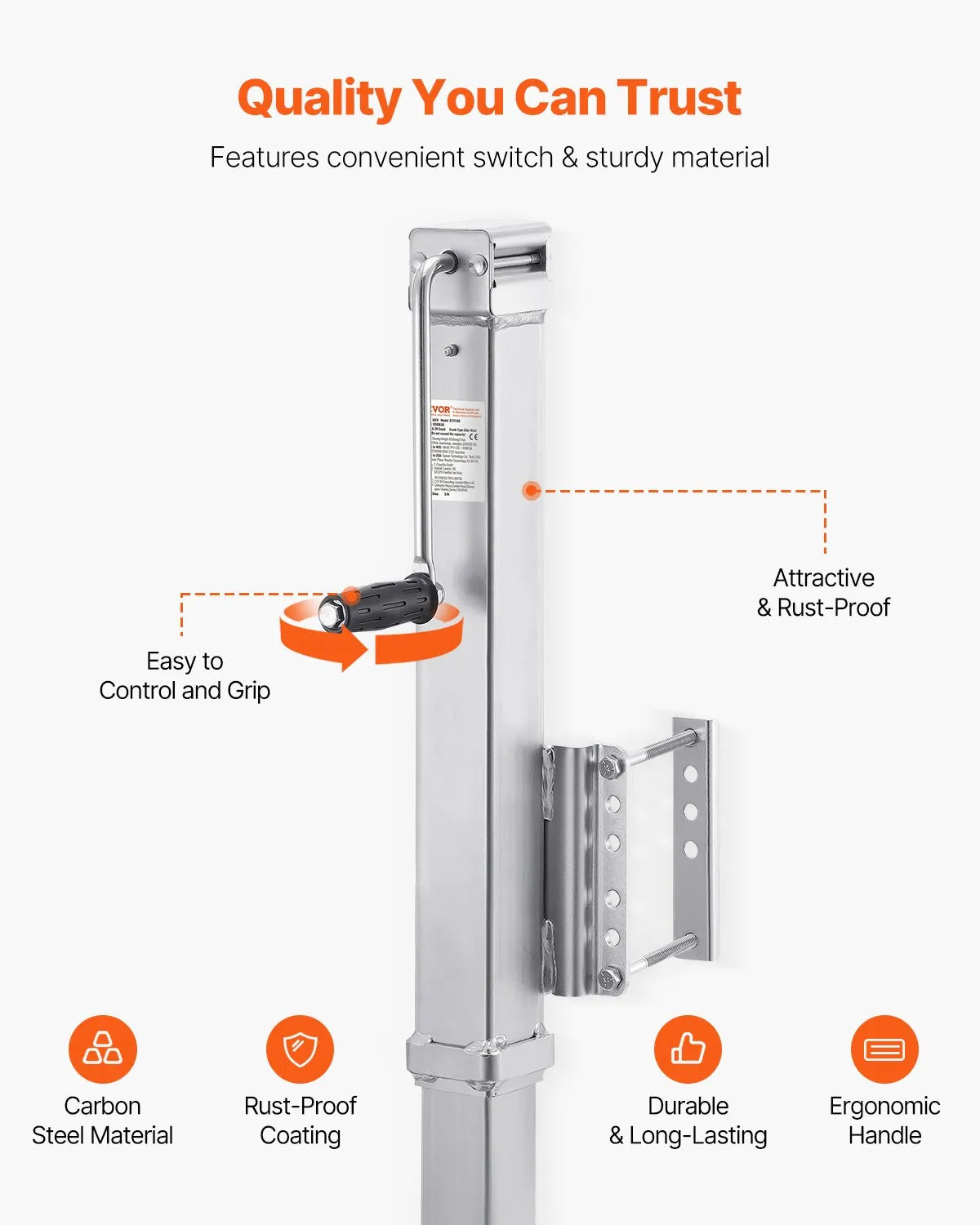 VEVOR Trailer Jack Bolt-on Trailer Tongue Jack 8000 lbs Static Load 28.5" Travel