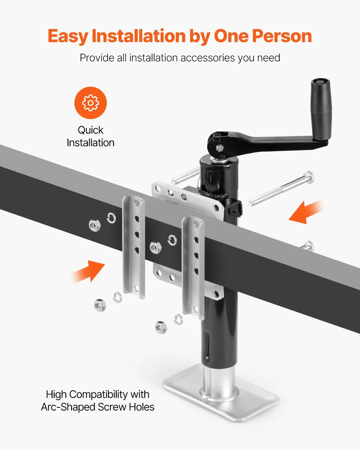VEVOR Trailer Jack Bolt-on Trailer Tongue Jack 2000 lbs Dynamic Load 10" Travel
