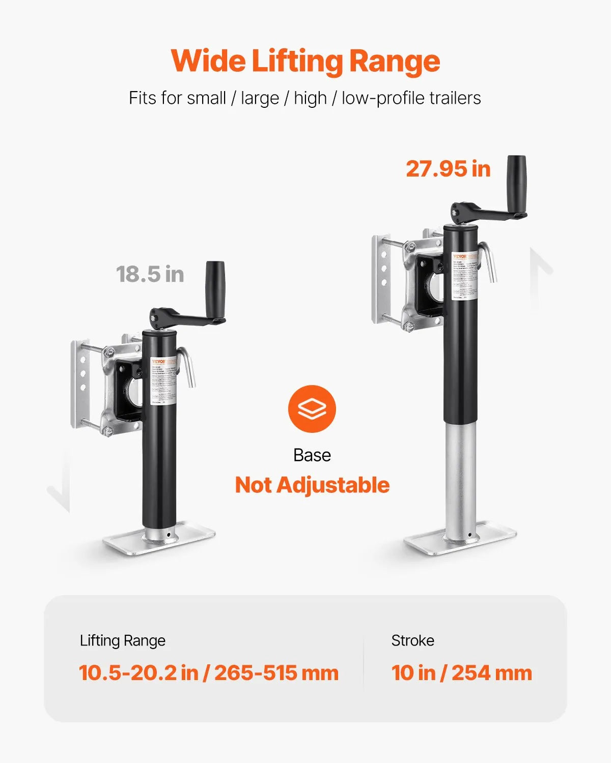 VEVOR Trailer Jack Bolt-on Trailer Tongue Jack 2000 lbs Dynamic Load 10" Travel