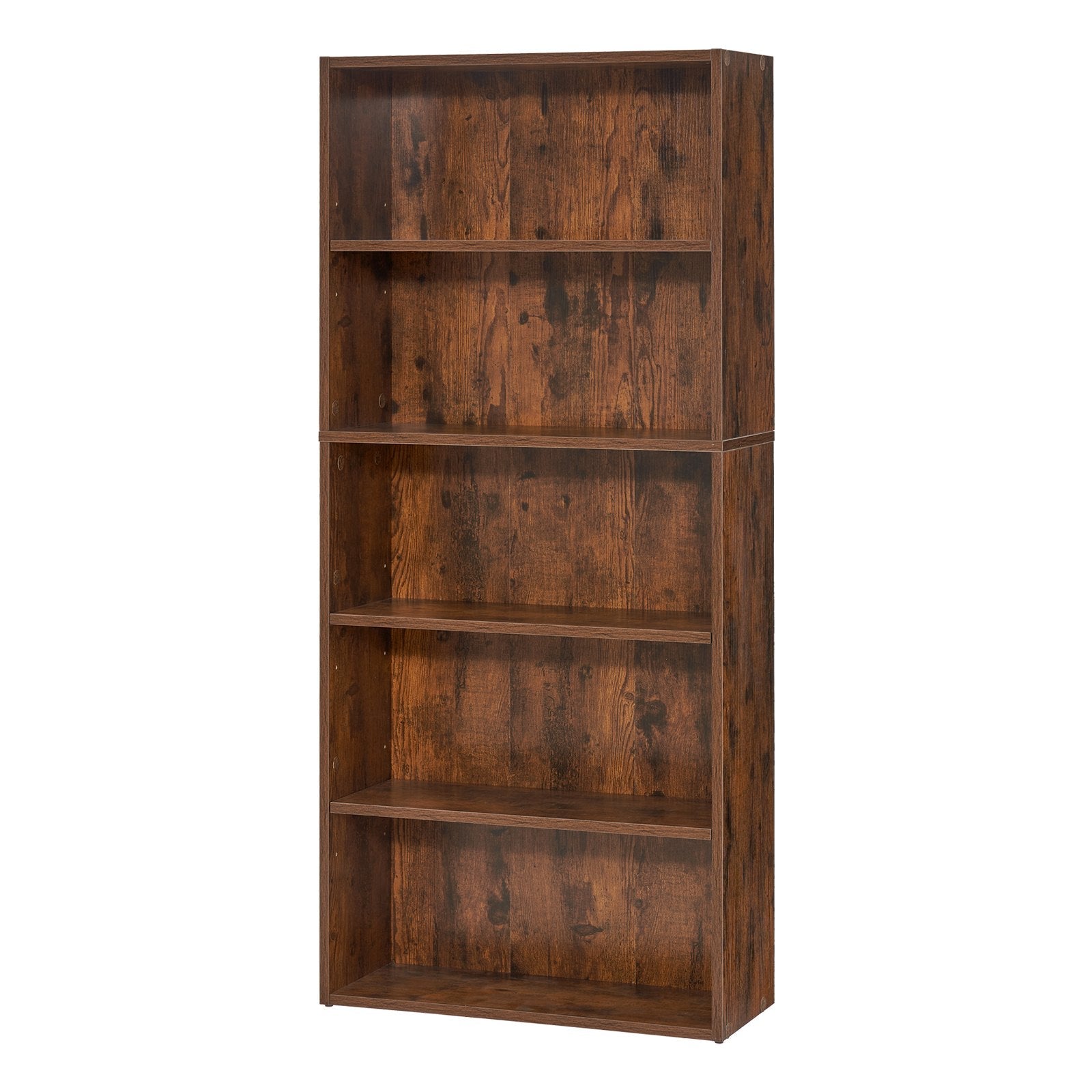 VEVOR 5 Tiers Narrow Bookshelf 53" Wooden Open Bookcase Adjustable Shelf Brown 