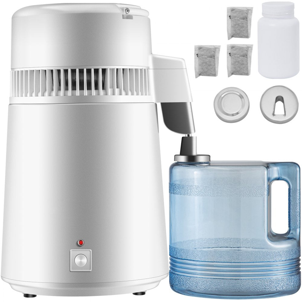 VEVOR Pure Water Distiller 750W, Purifier Filter Fully Upgraded with Handle 1.1 Gal /4L, BPA Free Container, Perfect for Home Use, White 