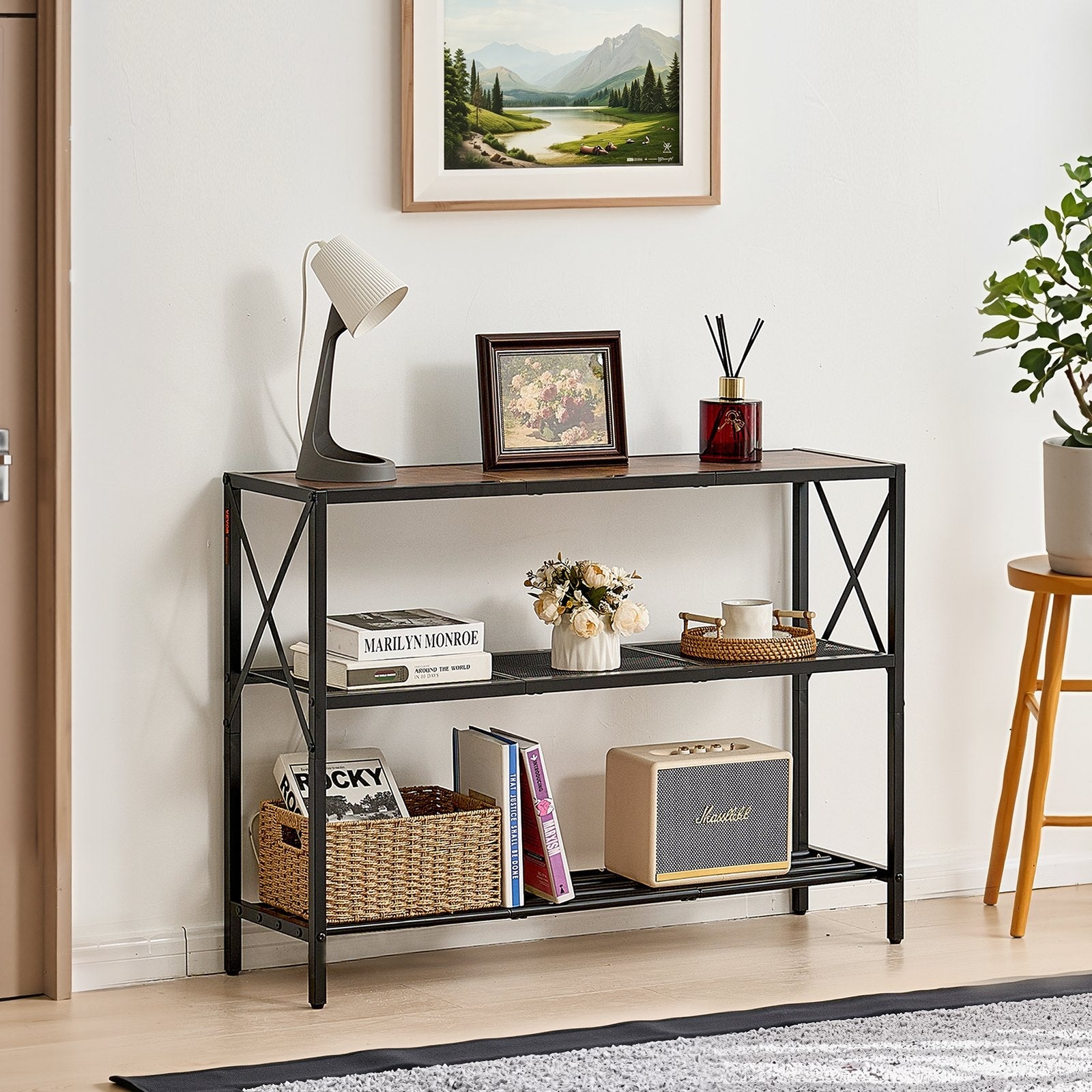 VEVOR Narrow Console Sofa Table Couch Table 3-Tier for Entryway & Living Room 