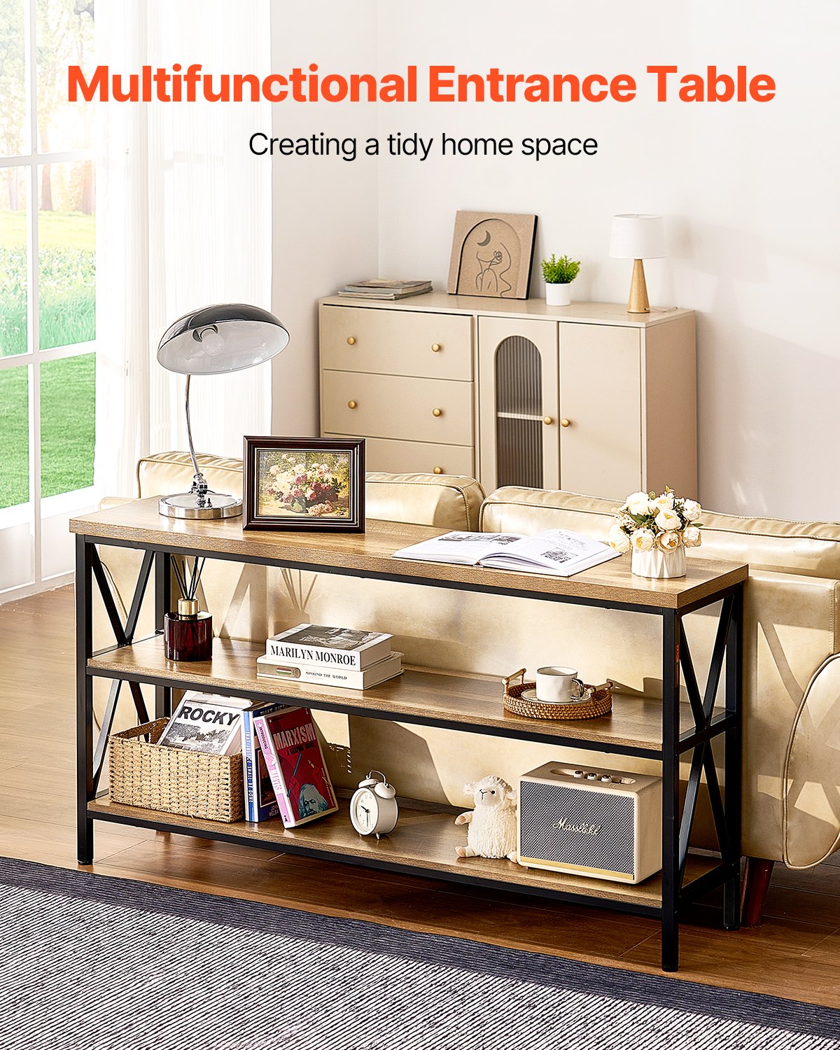 VEVOR Narrow Console Sofa Table Couch Table 55.1 in for Entryway & Living Room 