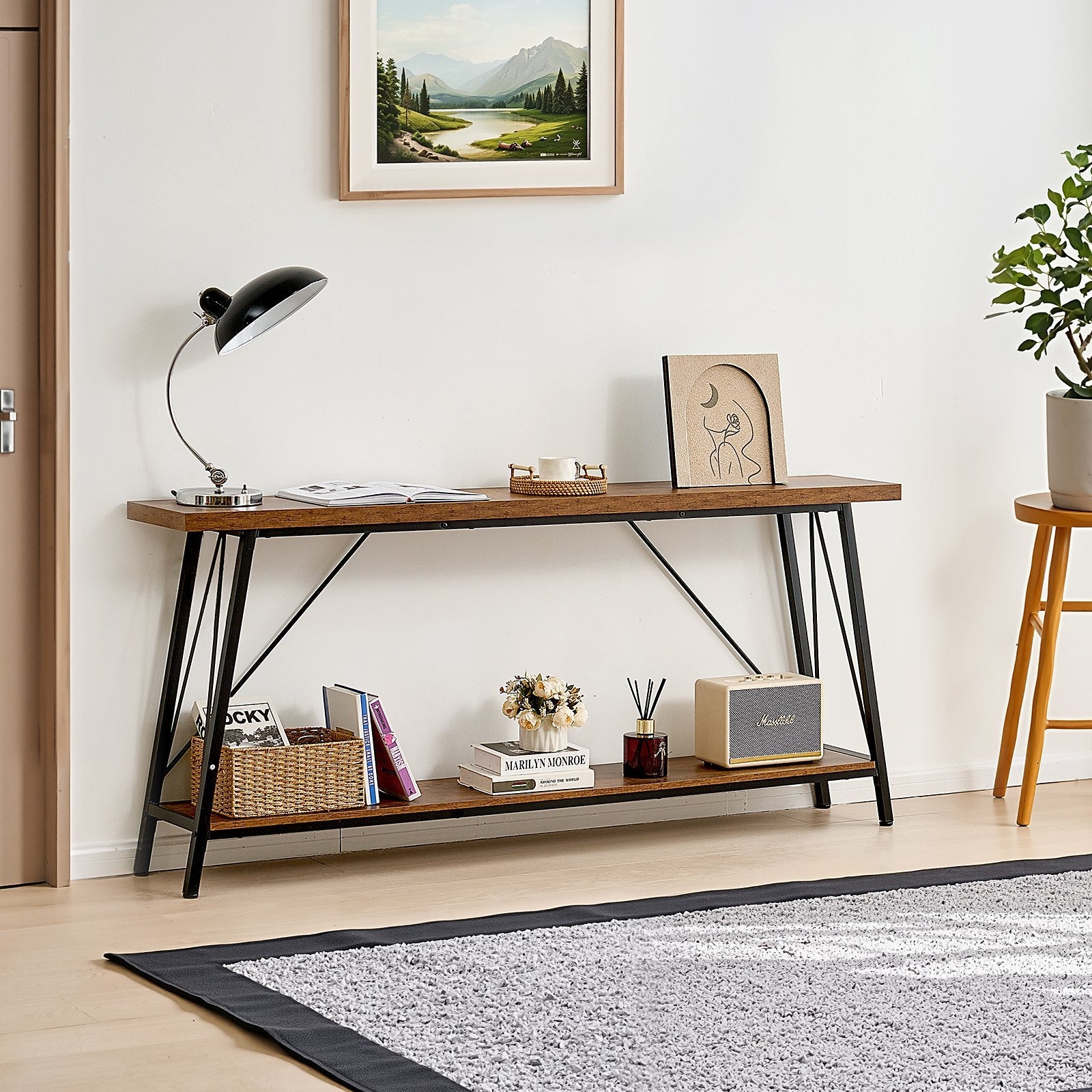 VEVOR Narrow Console Sofa Table Couch Table 2-Tier for Entryway & Living Room 
