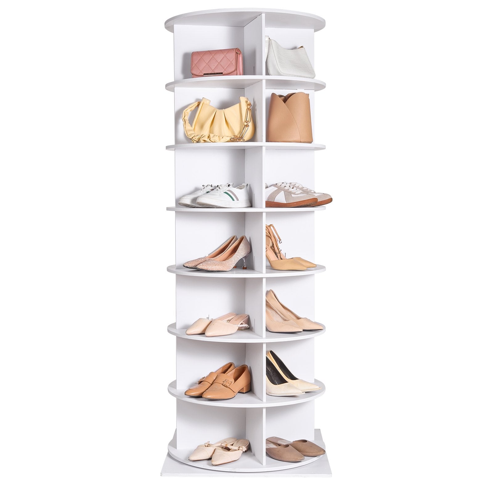 VEVOR 7-Tier Rotating Shoe Rack Tower 360°Spinning Shoe Display with Base Black 