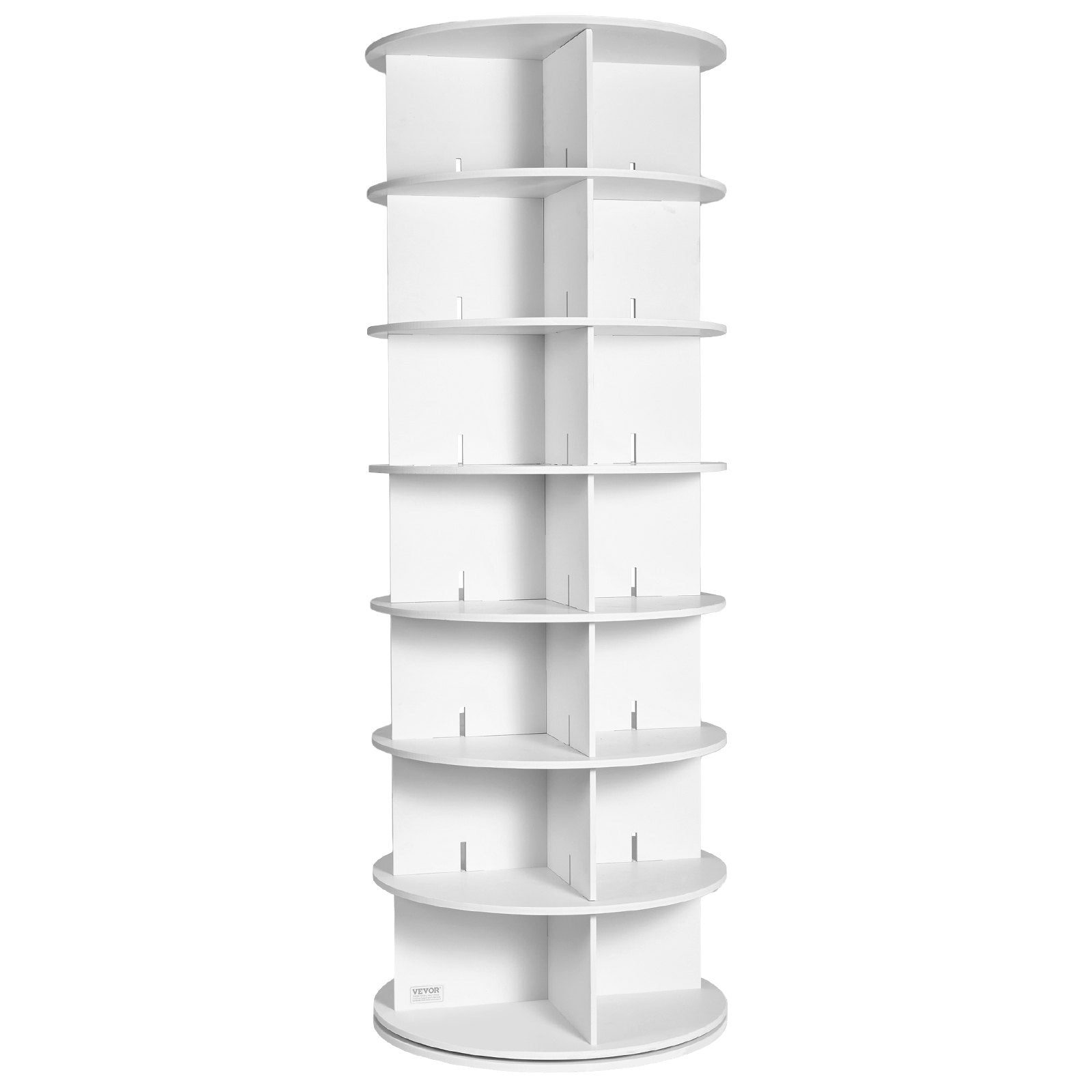 VEVOR 7-Tier Rotating Shoe Rack Tower 360° Spinning Shoe Display Carousel White 