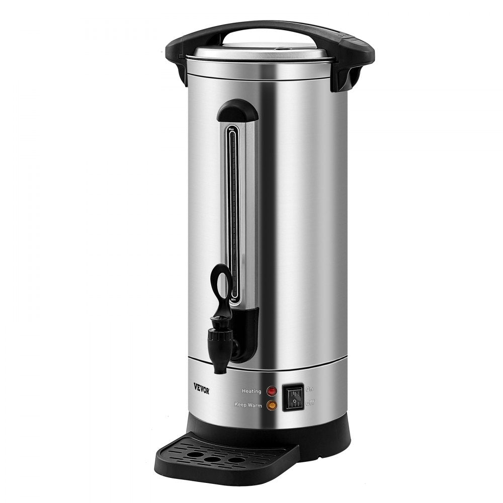 VEVOR Commercial Coffee Urn, 110 Cups Stainless Steel Large Coffee Dispenser, 1500W 110V Electric Coffee Maker Urn For Quick Brewing, Hot Water Urn with Detachable Power Cord for Easy Cleaning, Silver 