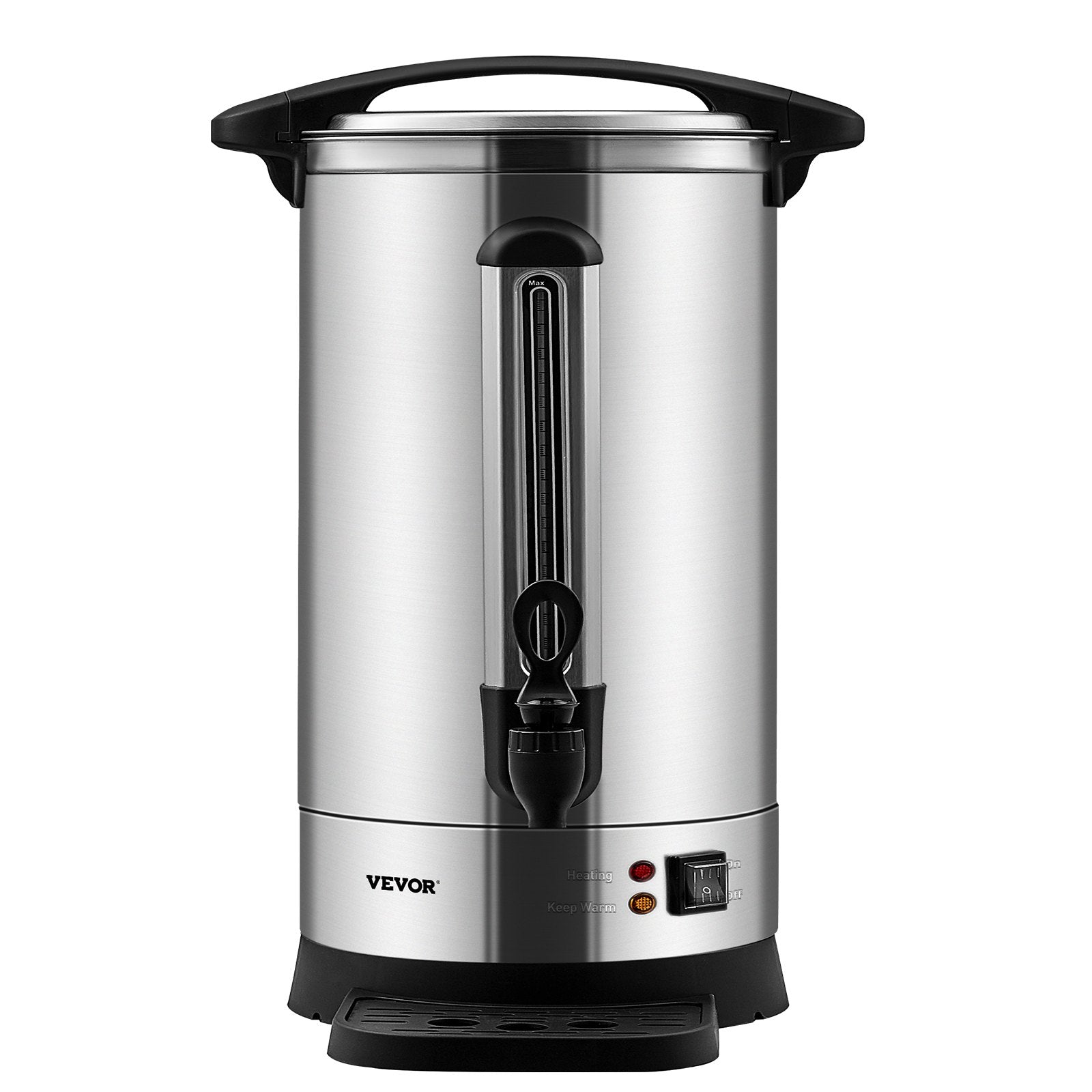 VEVOR Commercial Coffee Urn, 65 Cups Stainless Steel Large Coffee Dispenser, 1500W 110V Electric Coffee Maker Urn For Quick Brewing, Hot Water Urn with Detachable Power Cord for Easy Cleaning, Silver 