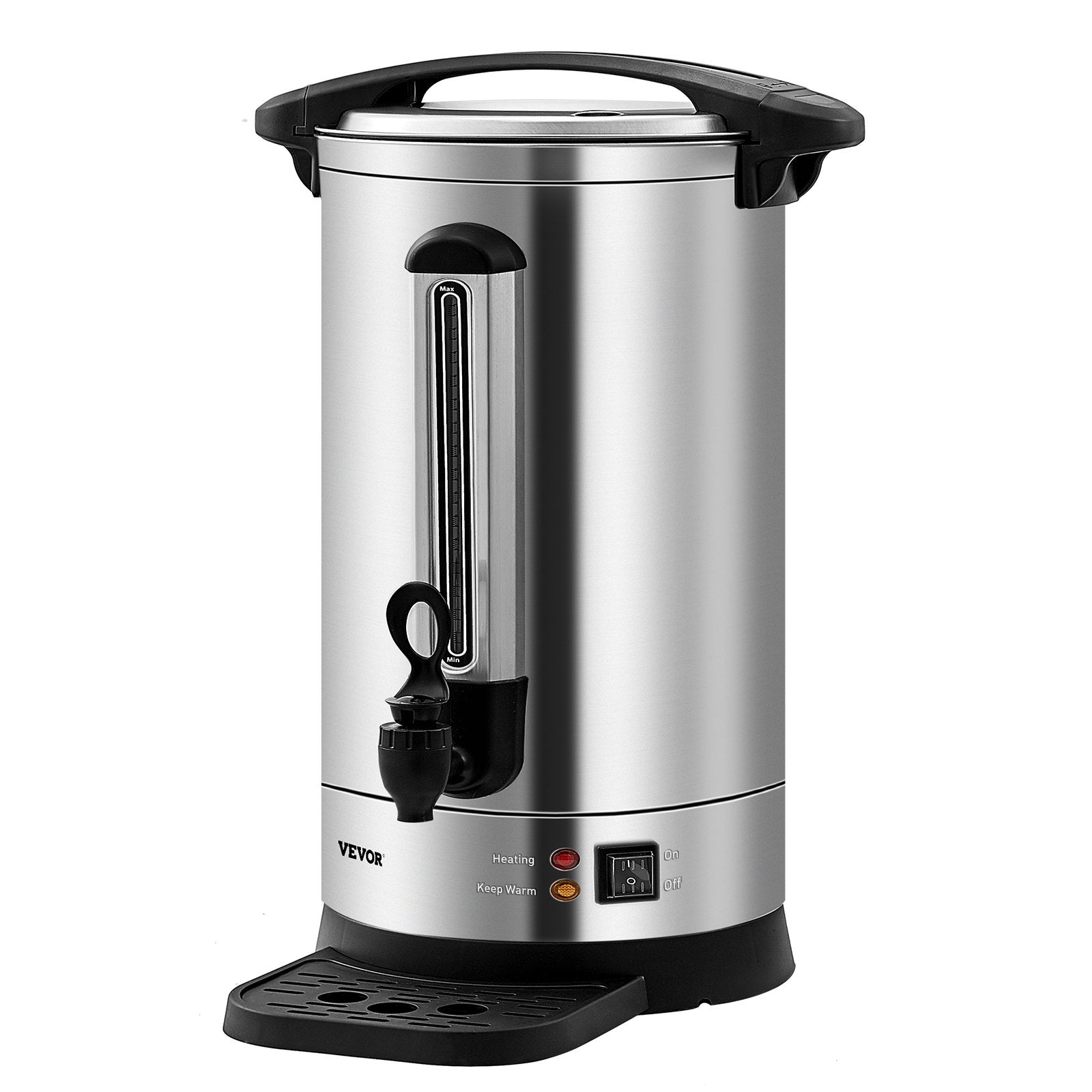 VEVOR Commercial Coffee Urn, 65 Cups Stainless Steel Large Coffee Dispenser, 1500W 110V Electric Coffee Maker Urn For Quick Brewing, Hot Water Urn with Detachable Power Cord for Easy Cleaning, Silver 