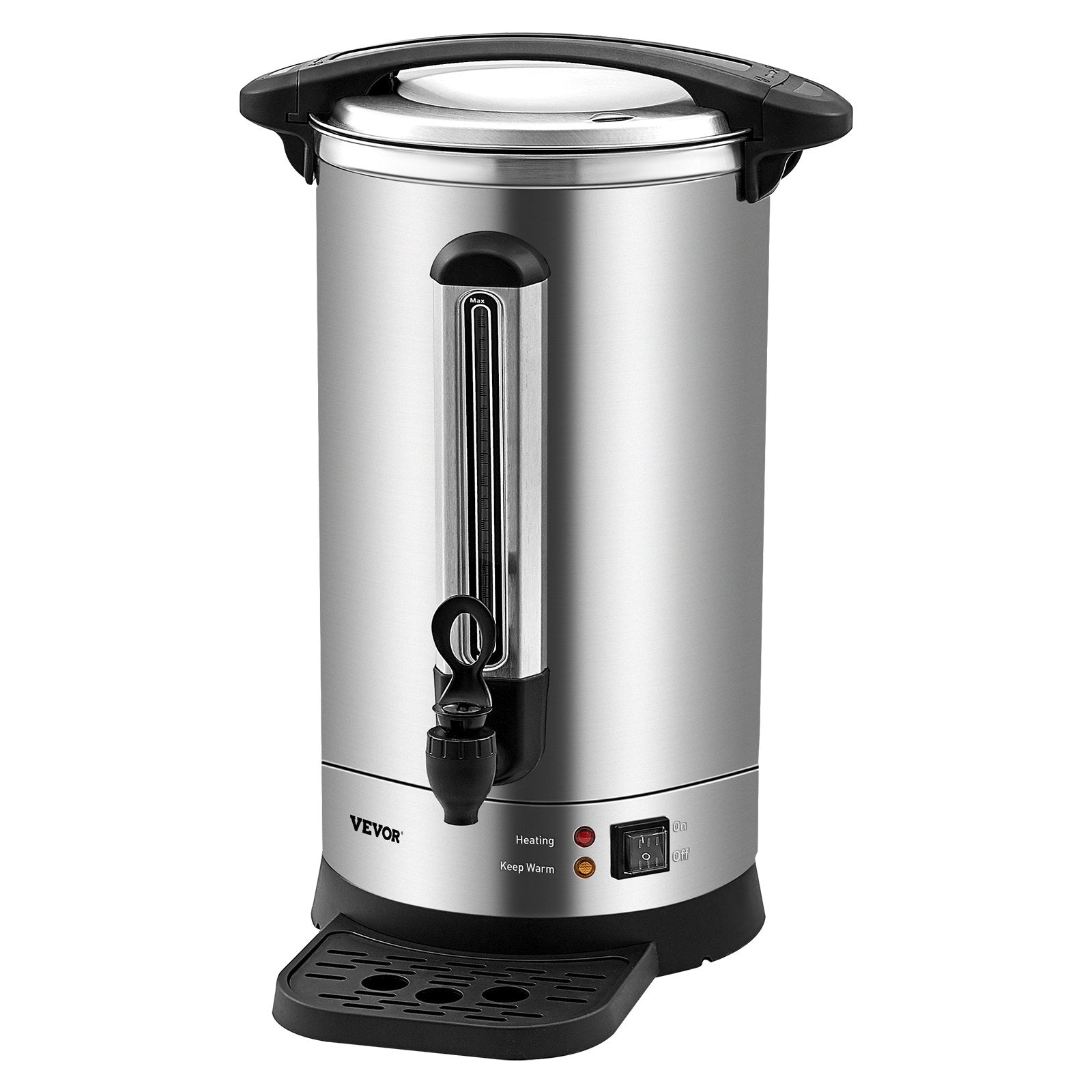 VEVOR Commercial Coffee Urn, 65 Cups Stainless Steel Large Coffee Dispenser, 1500W 110V Electric Coffee Maker Urn For Quick Brewing, Hot Water Urn with Detachable Power Cord for Easy Cleaning, Silver 