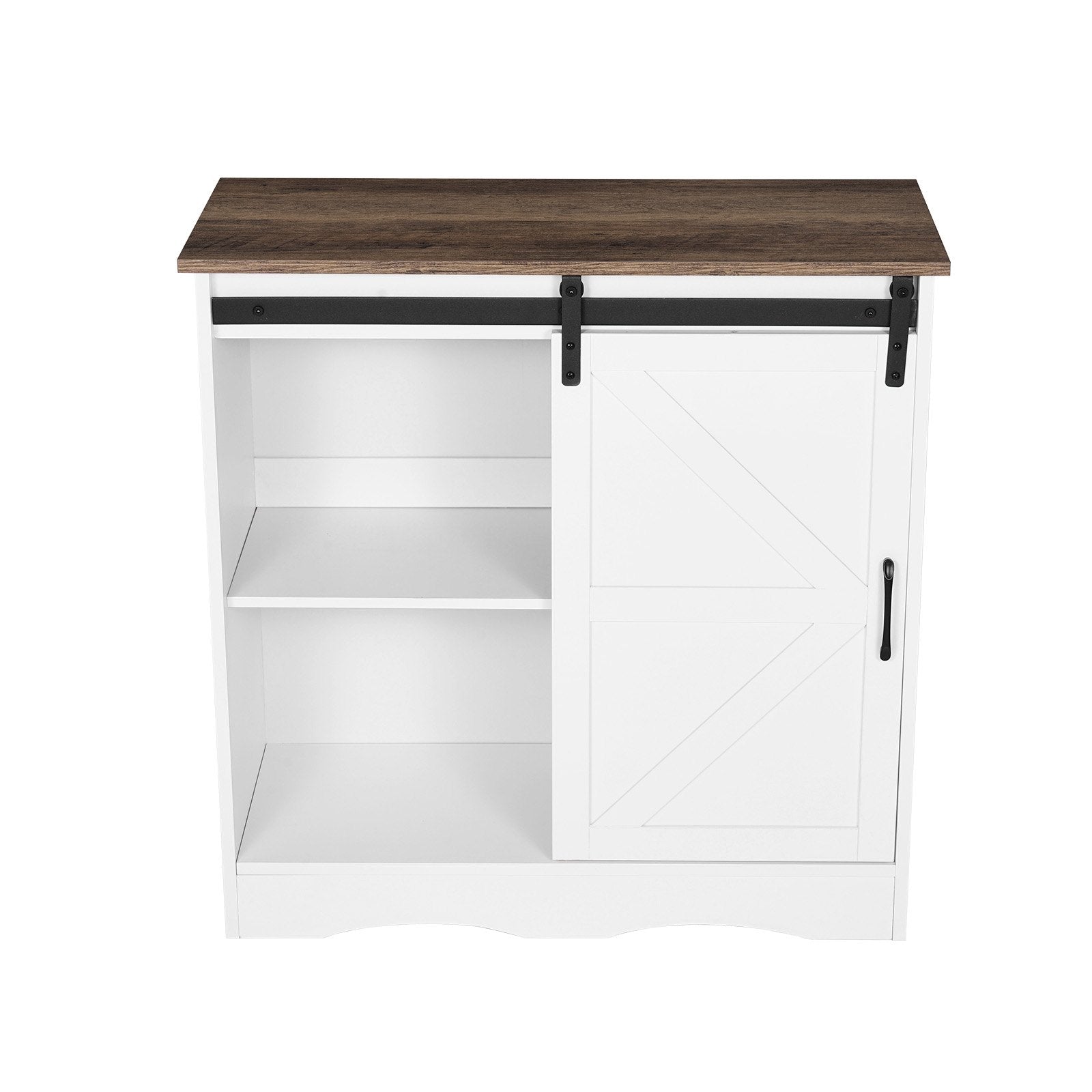 VEVOR Coffee Bar Cabinet 3-Tier Coffee Bar Table with Barn Doors Brown White 