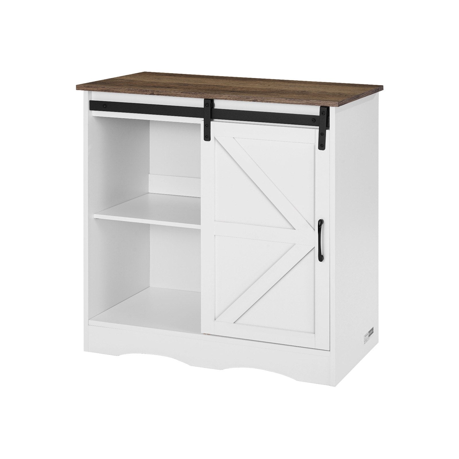 VEVOR Coffee Bar Cabinet 3-Tier Coffee Bar Table with Barn Doors Brown White 