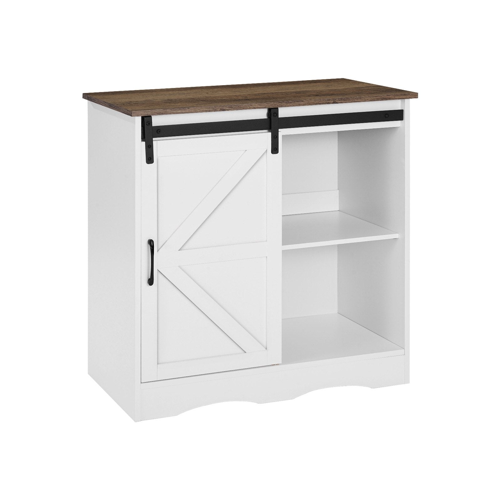 VEVOR Coffee Bar Cabinet 3-Tier Coffee Bar Table with Barn Doors Brown White 