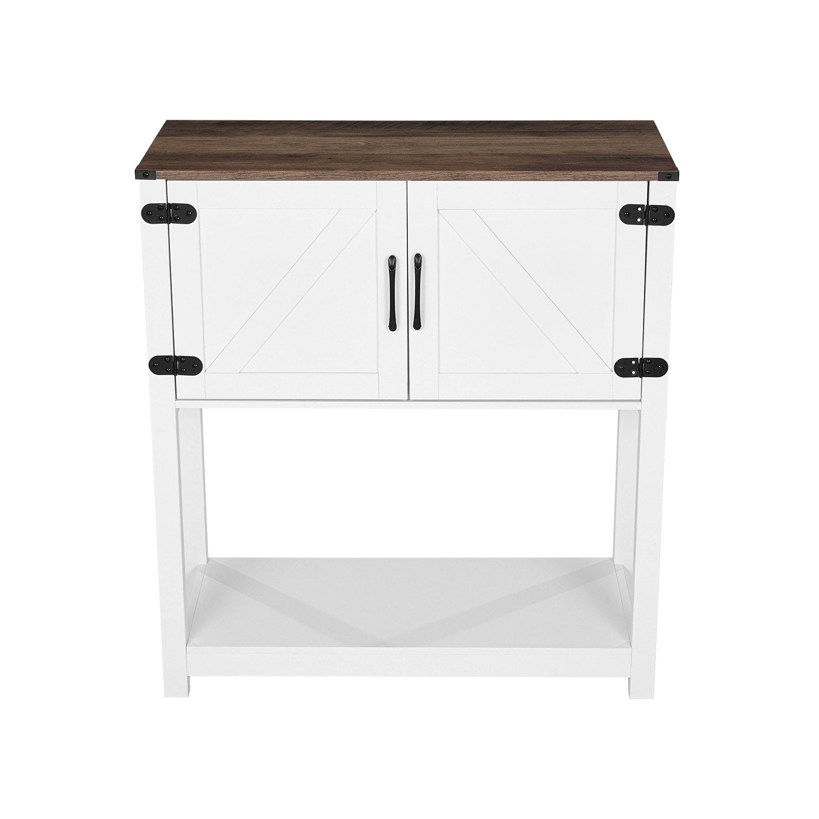 VEVOR Coffee Bar Cabinet 3-Tier Coffee Bar Table with Magnet Doors Brown White 