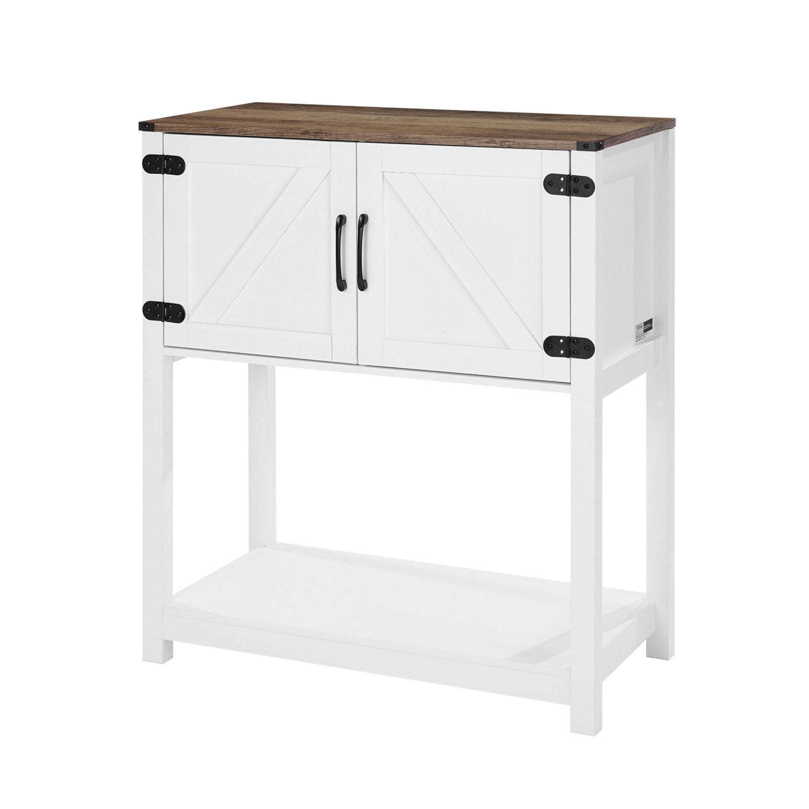 VEVOR Coffee Bar Cabinet 3-Tier Coffee Bar Table with Magnet Doors Brown White 