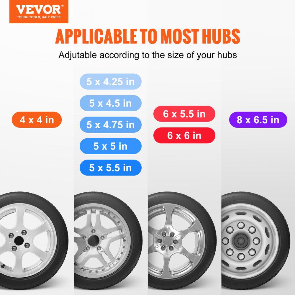 VEVOR Spare Tire Carrier, Trailer Spare Tire Mount, 160 lbs Capacity, Utility Trailer Accessories Fits Most 4 & 5 & 6 & 8 Lugs Wheels on 4", 4.25", 4.5", 4.75", 5", 5.5", 6", 6.5" Bolt Patterns 