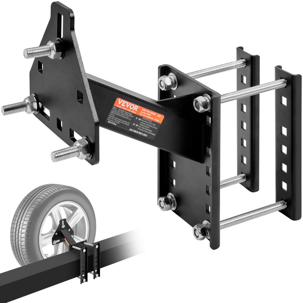 VEVOR Spare Tire Carrier, Trailer Spare Tire Mount, 160 lbs Capacity, Utility Trailer Accessories Fits Most 4 & 5 & 6 & 8 Lugs Wheels on 4", 4.25", 4.5", 4.75", 5", 5.5", 6", 6.5" Bolt Patterns 