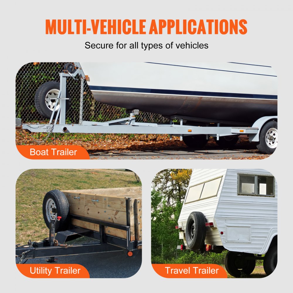 VEVOR U-Bolt Spare Tire Carrier, Zinc Plated Spare Tire Holder Bracket with Lock, 160 lbs Capacity, Fits Most 4 & 5 Lugs Wheels on 4", 4.5", 5" Bolt Patterns, for Trailer Tongue, Marine Trailer 