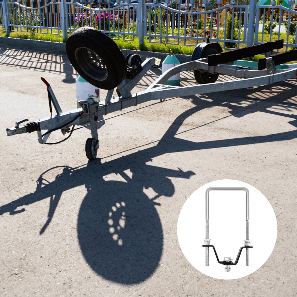 VEVOR U-Bolt Spare Tire Carrier, Zinc Plated Spare Tire Holder Bracket with Lock, 160 lbs Capacity, Fits Most 4 & 5 Lugs Wheels on 4", 4.5", 5" Bolt Patterns, for Trailer Tongue, Marine Trailer 