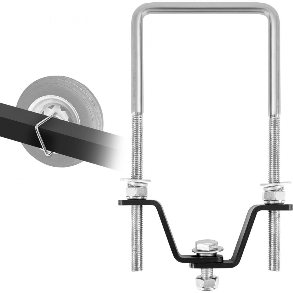 VEVOR U-Bolt Spare Tire Carrier, Zinc Plated Spare Tire Holder Bracket with Lock, 160 lbs Capacity, Fits Most 4 & 5 Lugs Wheels on 4", 4.5", 5" Bolt Patterns, for Trailer Tongue, Marine Trailer 