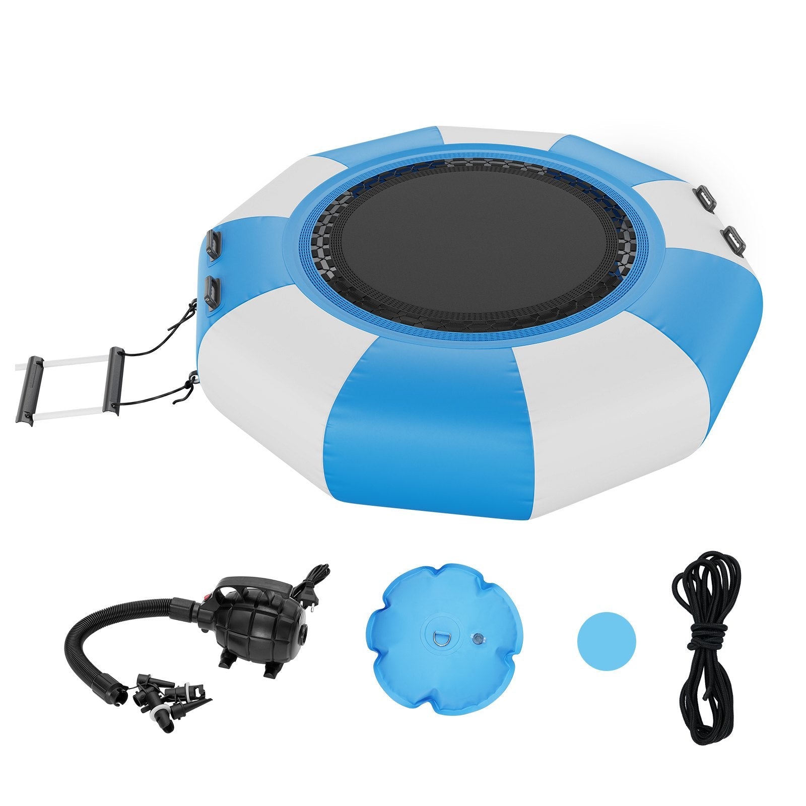 VEVOR Inflatable Water Bouncer, 6.5ft Recreational Water Trampoline, Portable Bounce Swim Platform with 3-Step Ladder & Electric Air Pump, Kids Adults Floating Rebounder for Pool, Lake, Water Sports 