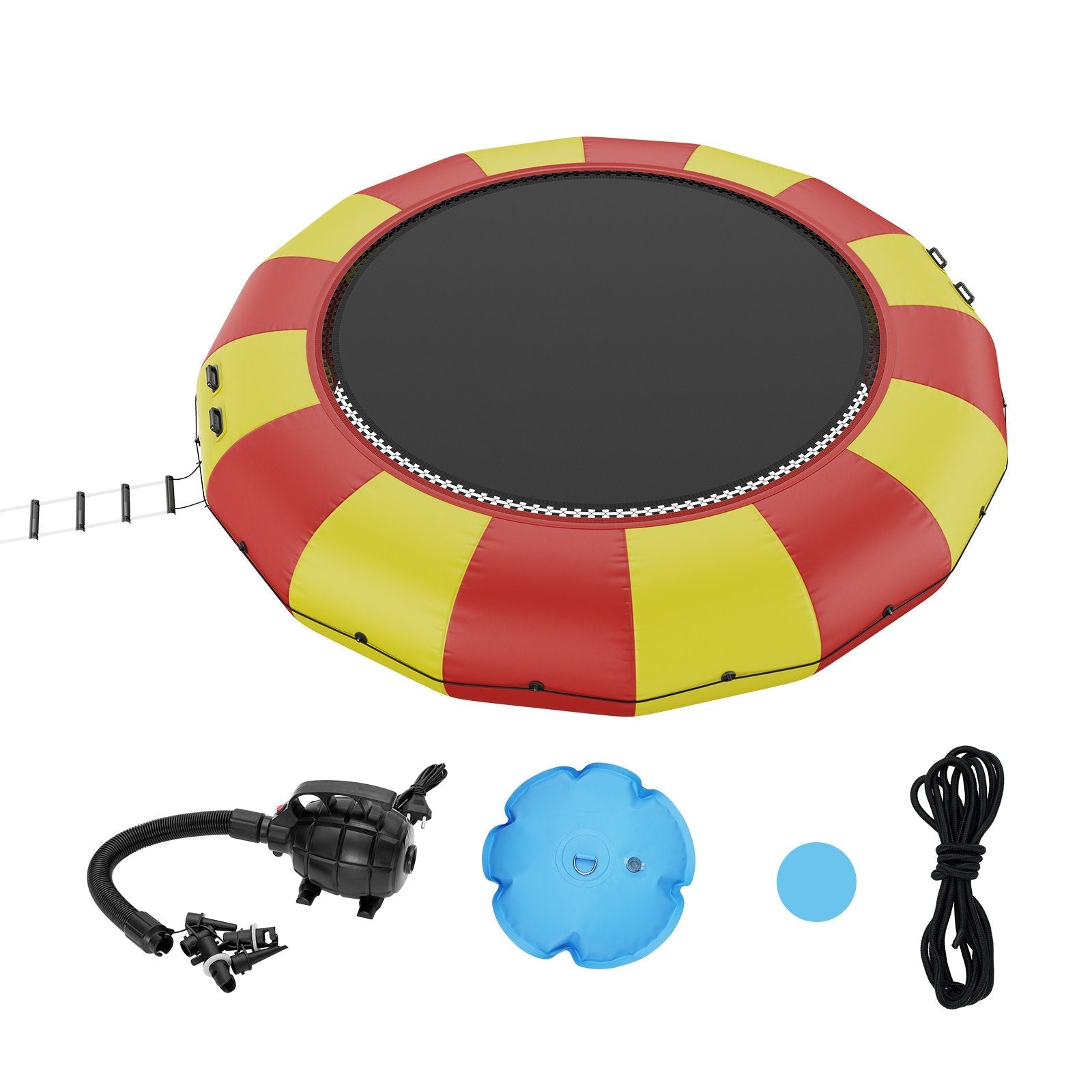 VEVOR Inflatable Water Bouncer, 17ft Recreational Water Trampoline, Portable Bounce Swim Platform with 5-Step Ladder & Electric Air Pump, Kids Adults Floating Rebounder for Pool, Lake, Water Sports 