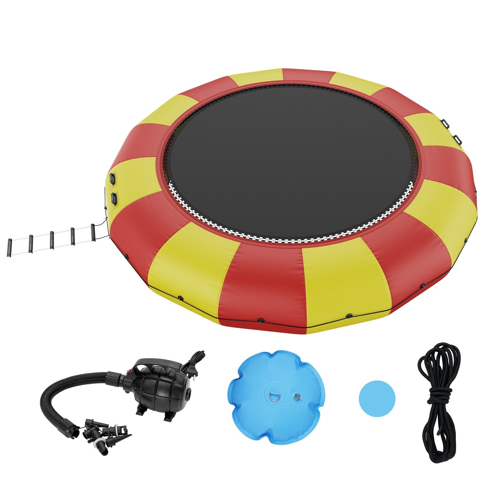VEVOR Inflatable Water Bouncer, 17ft Recreational Water Trampoline, Portable Bounce Swim Platform with 5-Step Ladder & Electric Air Pump, Kids Adults Floating Rebounder for Pool, Lake, Water Sports 