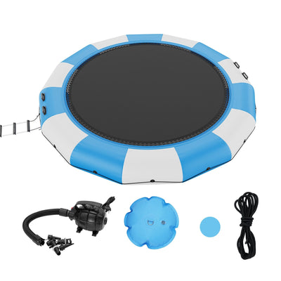 VEVOR Inflatable Water Bouncer, 15ft Recreational Water Trampoline, Portable Bounce Swim Platform with 3-Step Ladder & Electric Air Pump, Kids Adults Floating Rebounder for Pool, Lake, Water Sports 