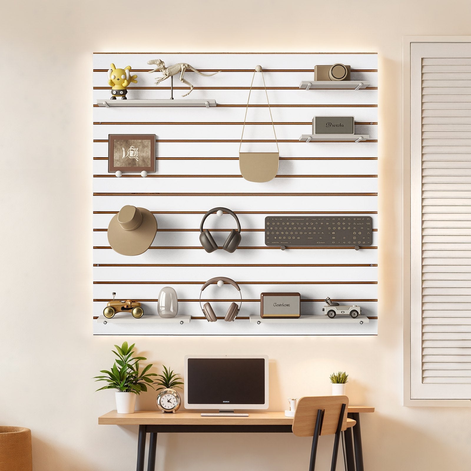 VEVOR 4 x 4 ft Slat Wall Paneling MDF White Garage Slatwall with Modular Design 
