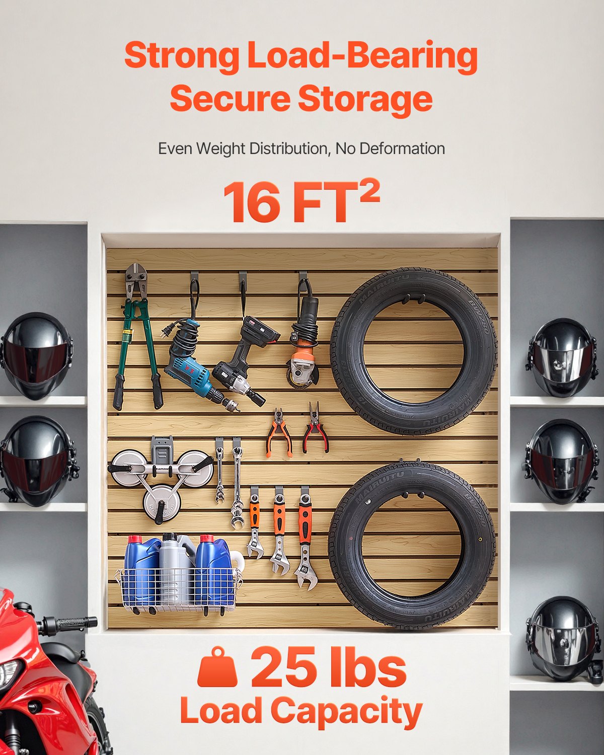 VEVOR 4 x 4 ft SlatWall Paneling MDF Natural Garage Slatwall with Modular Design 