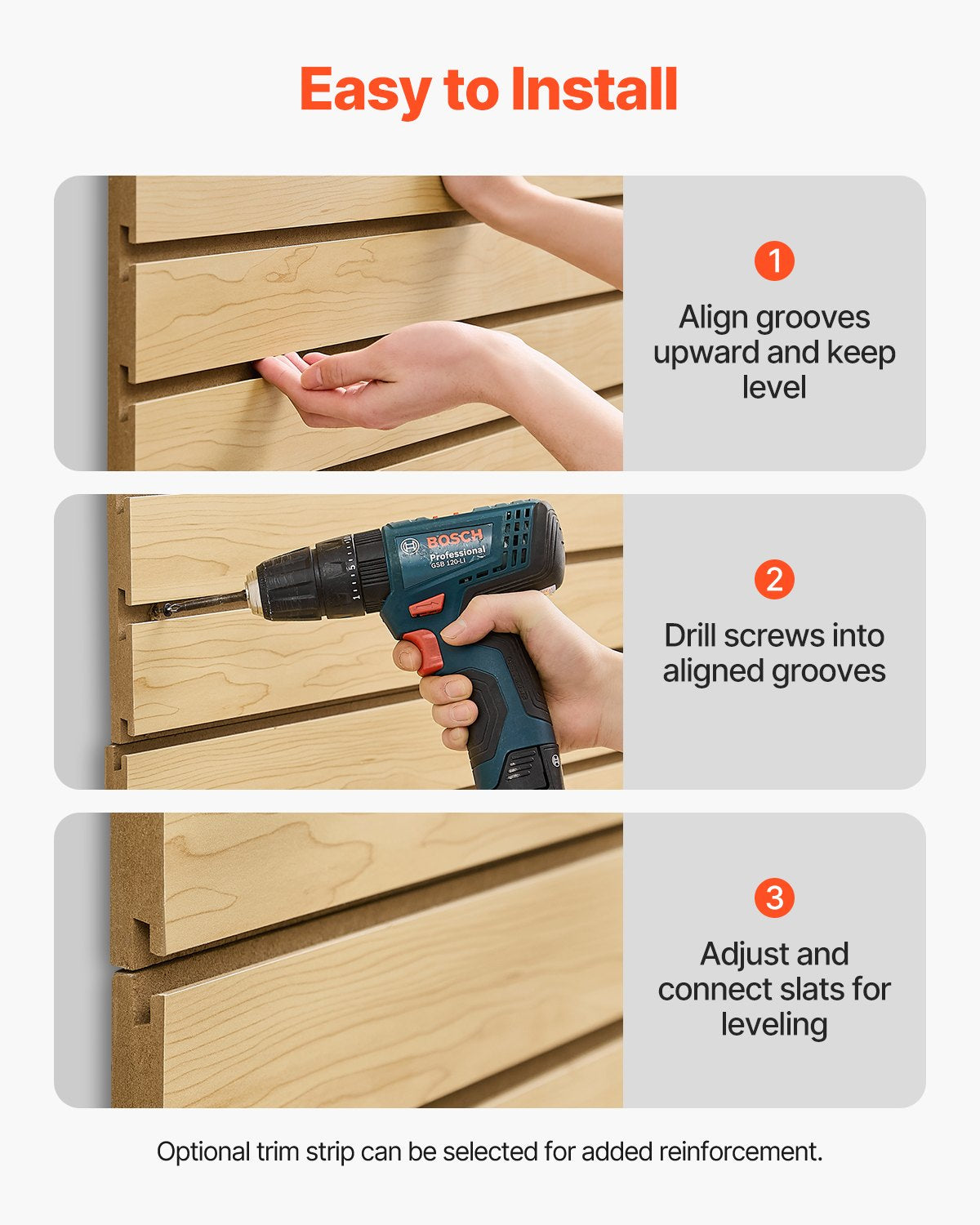 VEVOR 4 x 4 ft SlatWall Paneling MDF Natural Garage Slatwall with Modular Design 