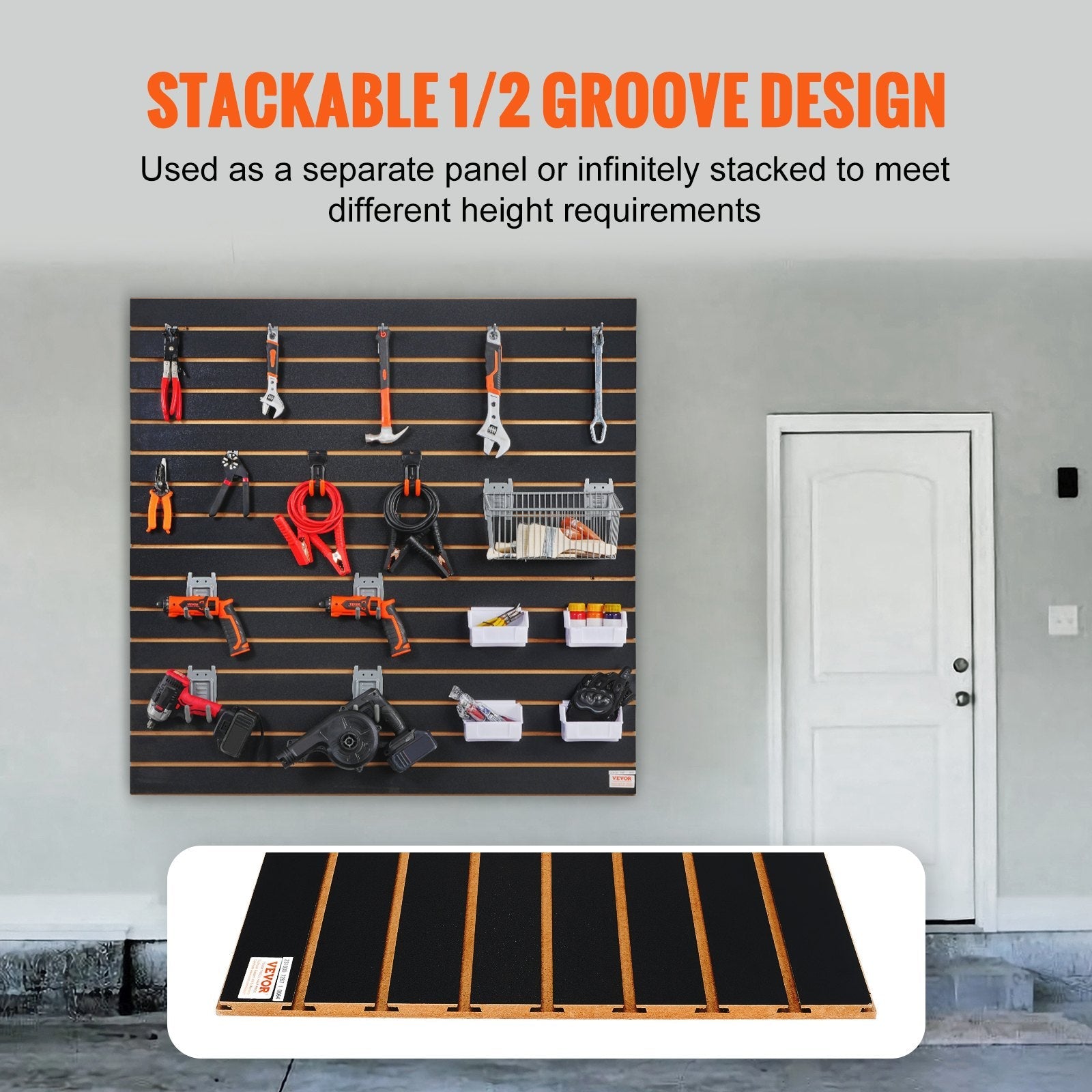 VEVOR Slatwall Panels, 4 ft x 2 ft Black Garage Wall Panels 24"H x 48"L (Set of 2 Panels), Heavy Duty Garage Wall Organizer Panels Display for Retail Store, Garage Wall, and Craft Storage Organization 