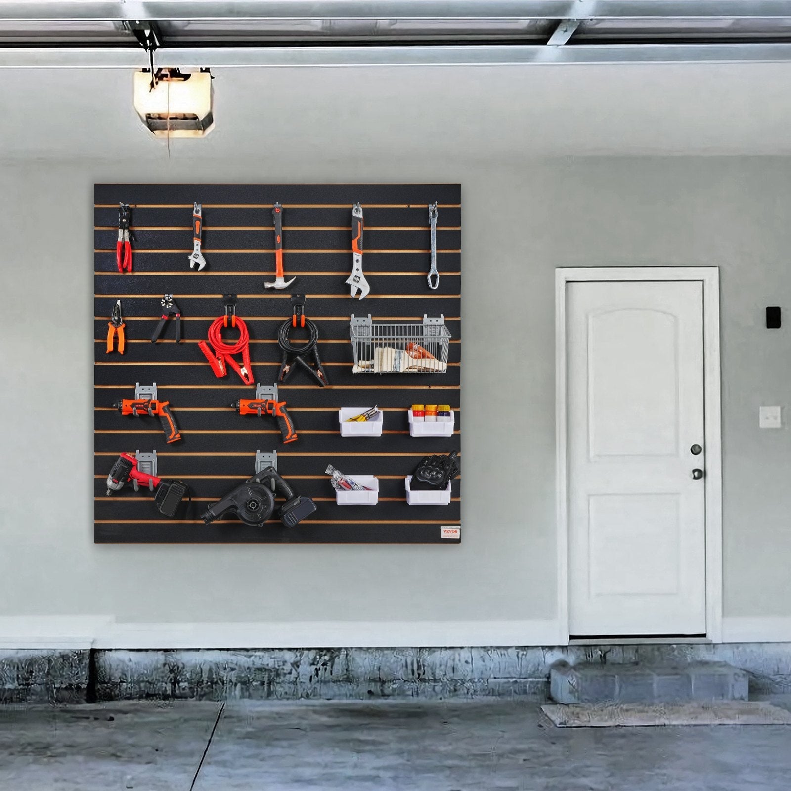 VEVOR Slatwall Panels, 4 ft x 2 ft Black Garage Wall Panels 24"H x 48"L (Set of 2 Panels), Heavy Duty Garage Wall Organizer Panels Display for Retail Store, Garage Wall, and Craft Storage Organization 