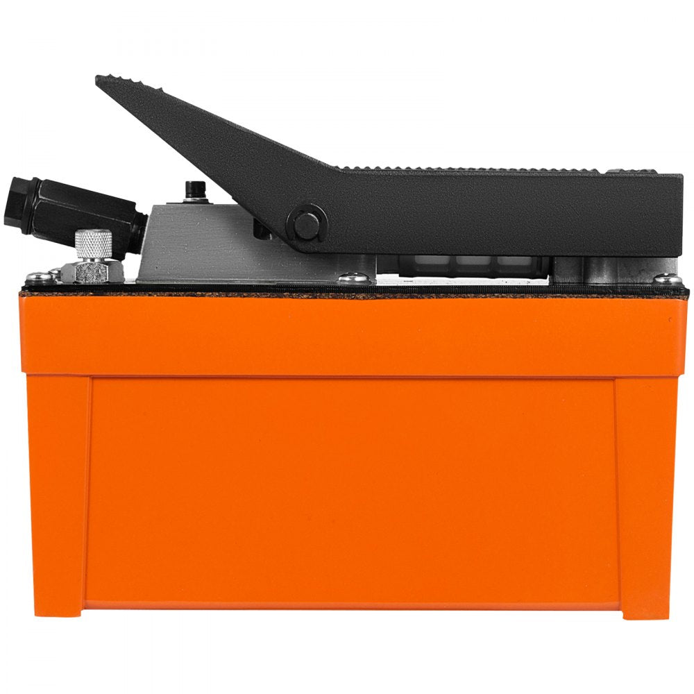 VEVOR Air Hydraulic Pump 10000 PSI Air Over Hydraulic Pump 0.42 Gal Reservoir Air Treadle Foot Actuated Hydraulic Pump 3/8" NPT with 6.56 ft Hose 2 Connector Single Acting for Car Repair (Orange) 