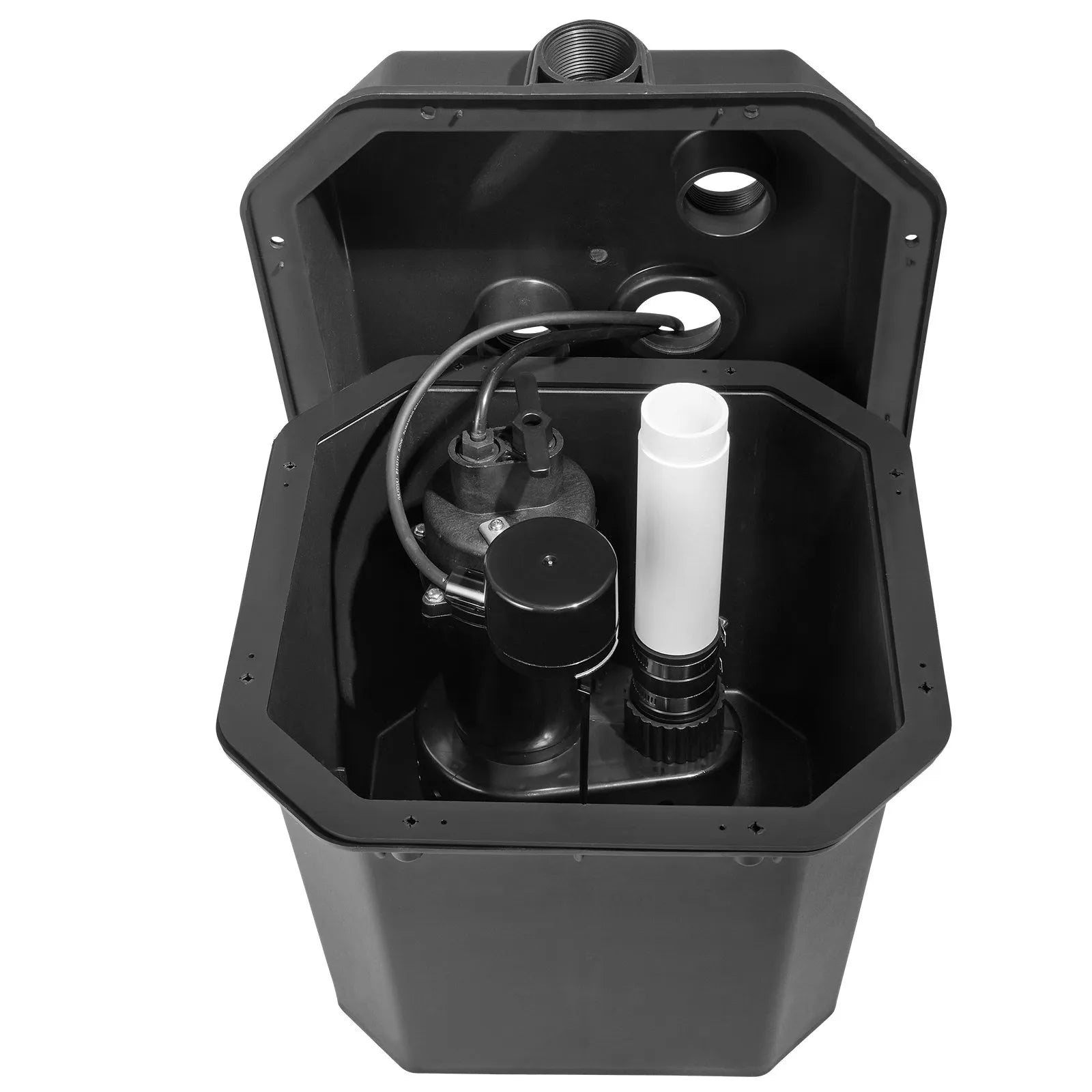 VEVOR Utility Sink Pump, 1/2 HP, 120-Volt, 3500 GPH Flow, 28 ft Head, Under-Sink Sump Pump System with 6 Gallon Basin, Automatic Utility/Laundry Sink Pump, Drain Pump with 1-1/2" NPT Outlet, Black