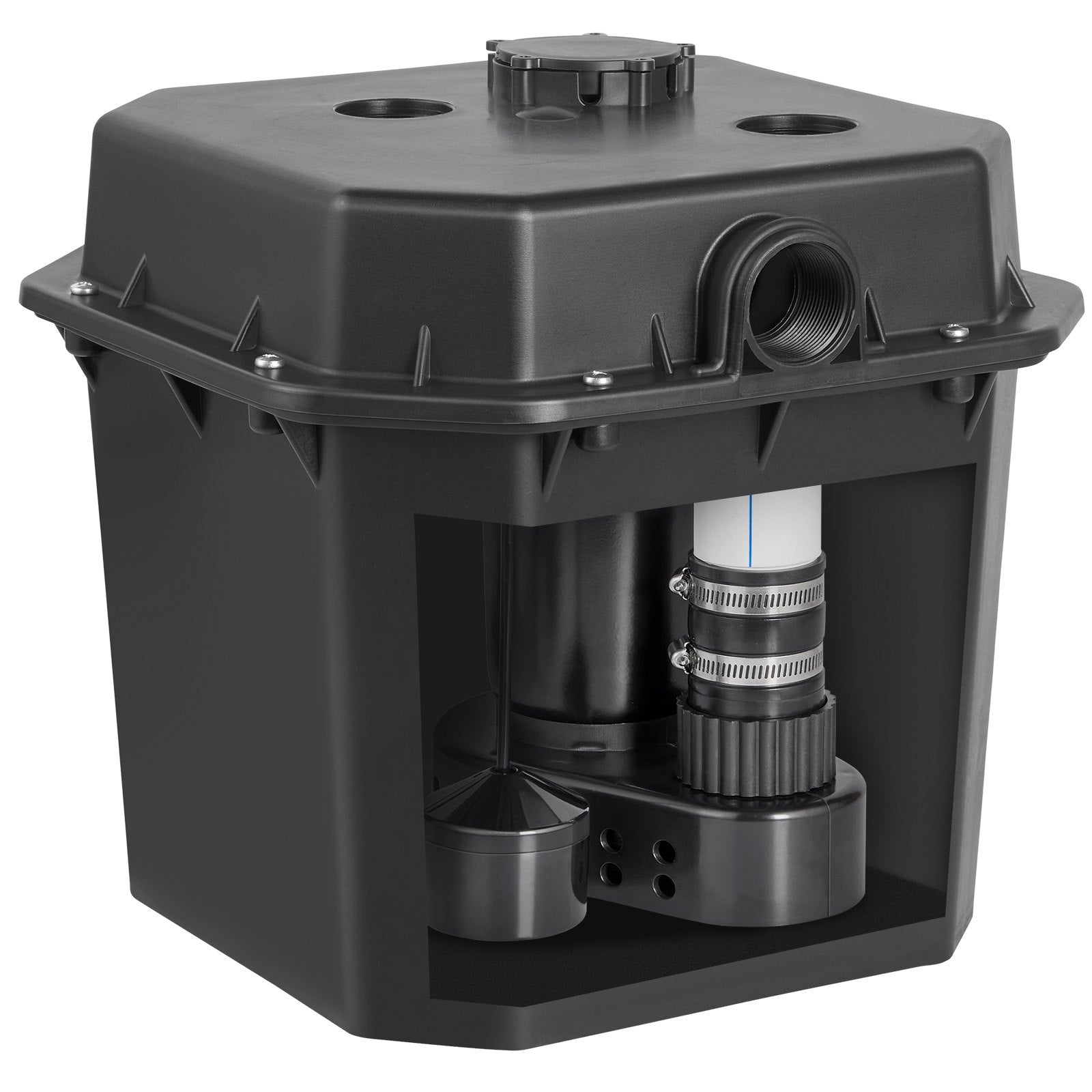 VEVOR Utility Sink Pump, 1/3 HP, 120-Volt, 2900 GPH Flow, 25 ft Head, Under-Sink Sump Pump System with 6 Gallon Basin, Automatic Utility/Laundry Sink Pump, Drain Pump with 1-1/2" NPT Outlet, Black 