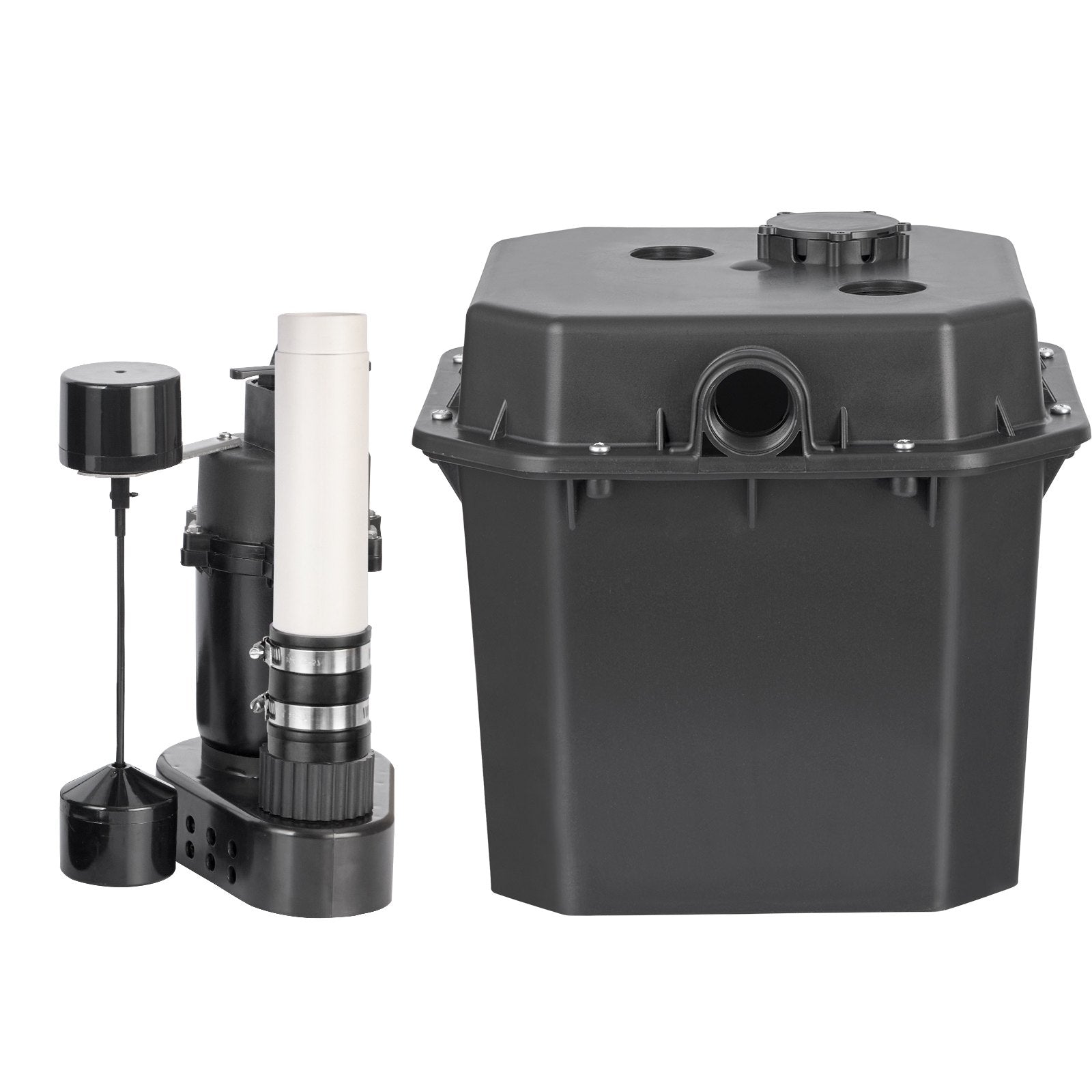 VEVOR Utility Sink Pump, 1/3 HP, 120-Volt, 2900 GPH Flow, 25 ft Head, Under-Sink Sump Pump System with 6 Gallon Basin, Automatic Utility/Laundry Sink Pump, Drain Pump with 1-1/2" NPT Outlet, Black 