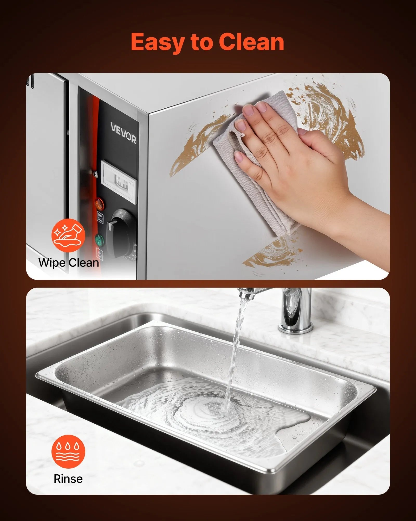 VEVOR Commercial Electric Drawer Warmer, Single-Drawer Stainless Steel Food Warmer, Freestanding Standard Warming Drawer Cabinet, 85°F–185°F Wide Temperature Range, for Restaurant, Hotel & Bakery 